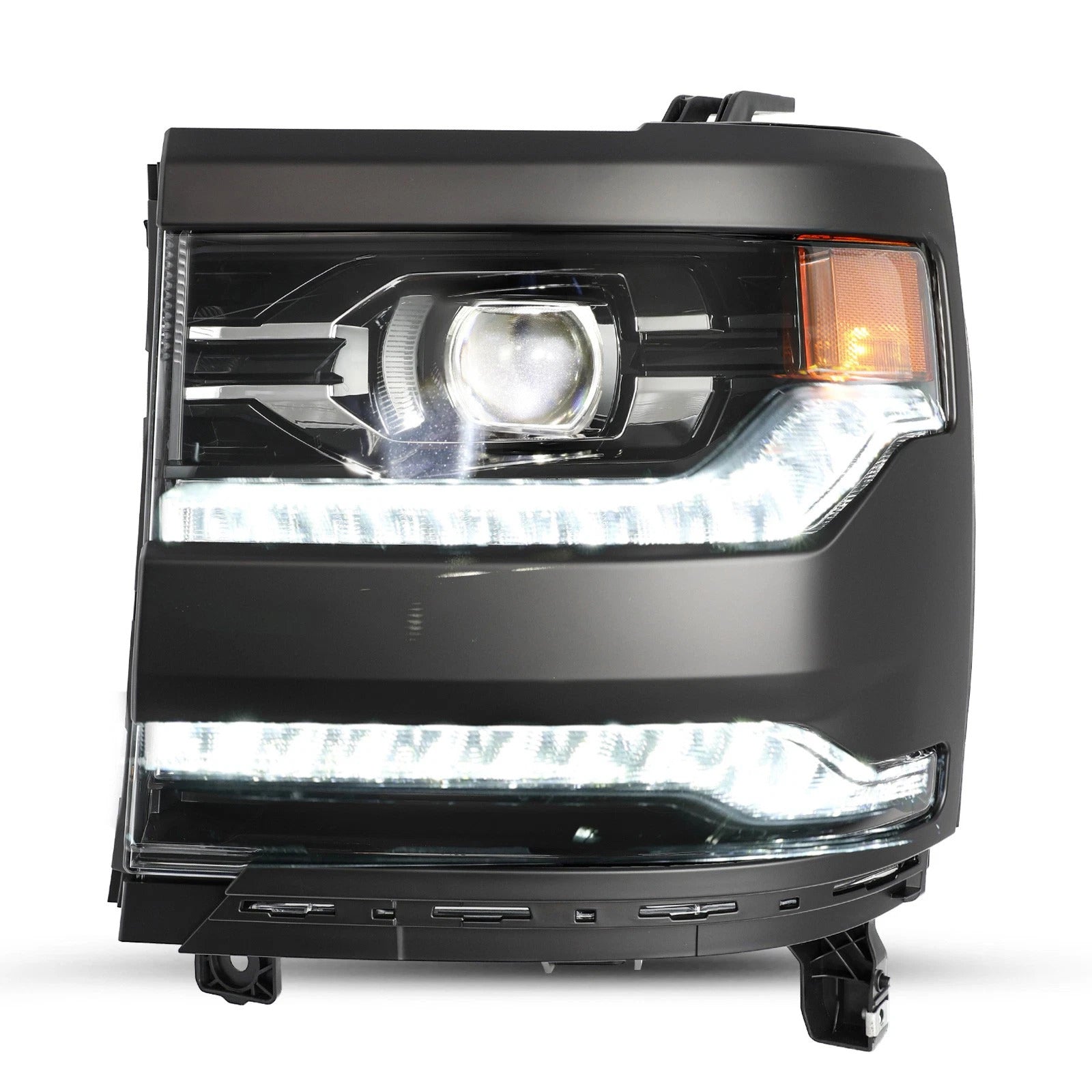 2016-2019 For Chevy Silverado 1500 Left+Right LED Headlight Gloss Black 84357696 84893098