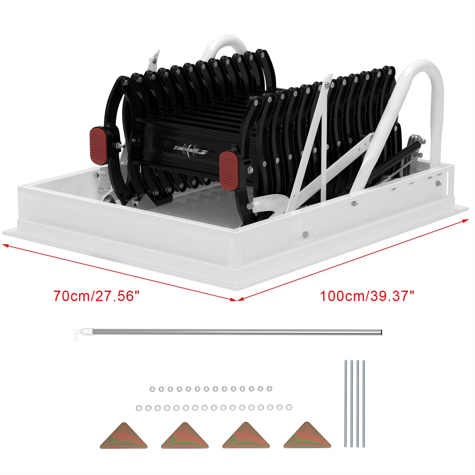 12 Steps Black Loft Wall Folding Pulldown Attic Ceiling Ladder Stairs 39.4*27.6"