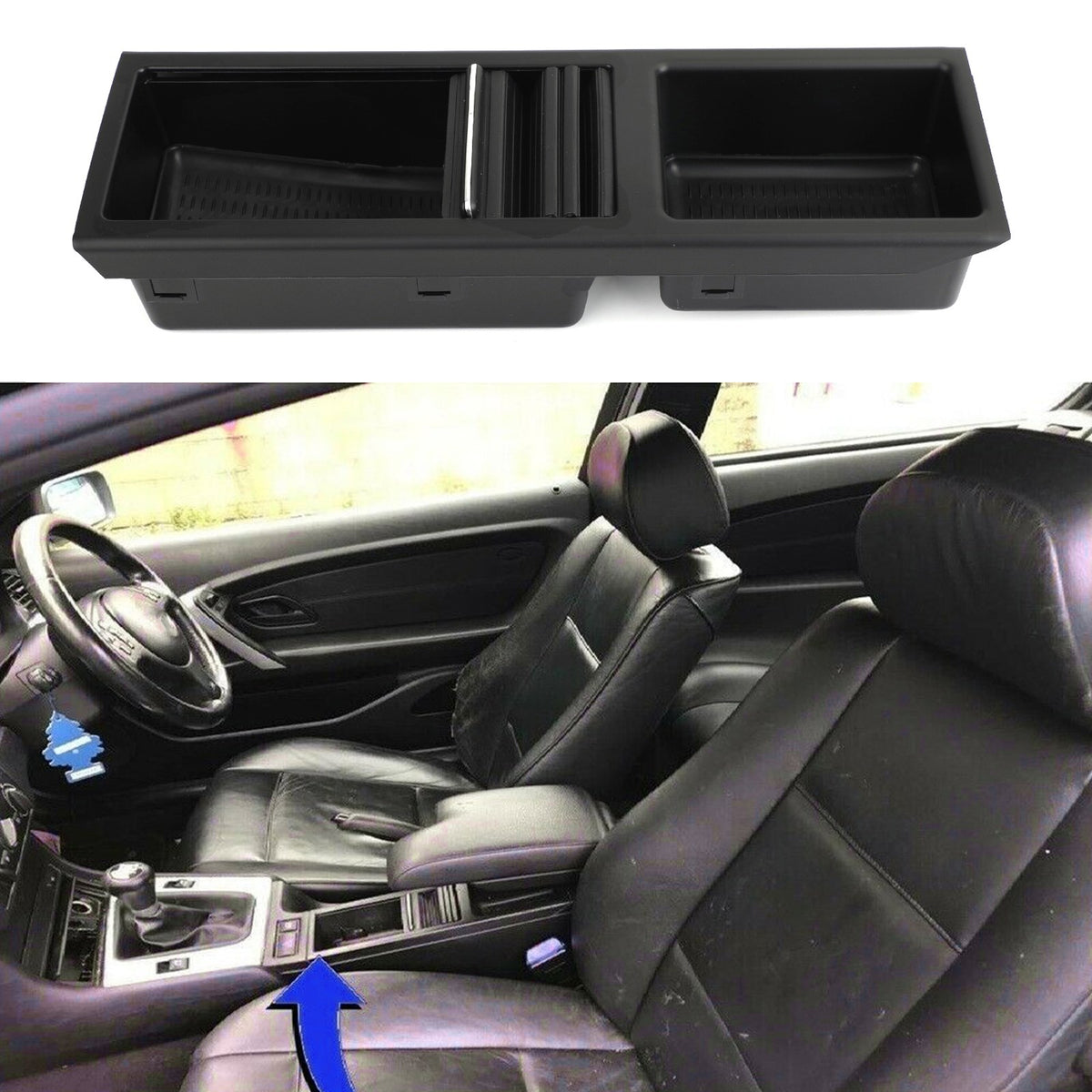 Black Front Center Console Storage Cup Holder Fits For BMW E46 3 Series 98-2007