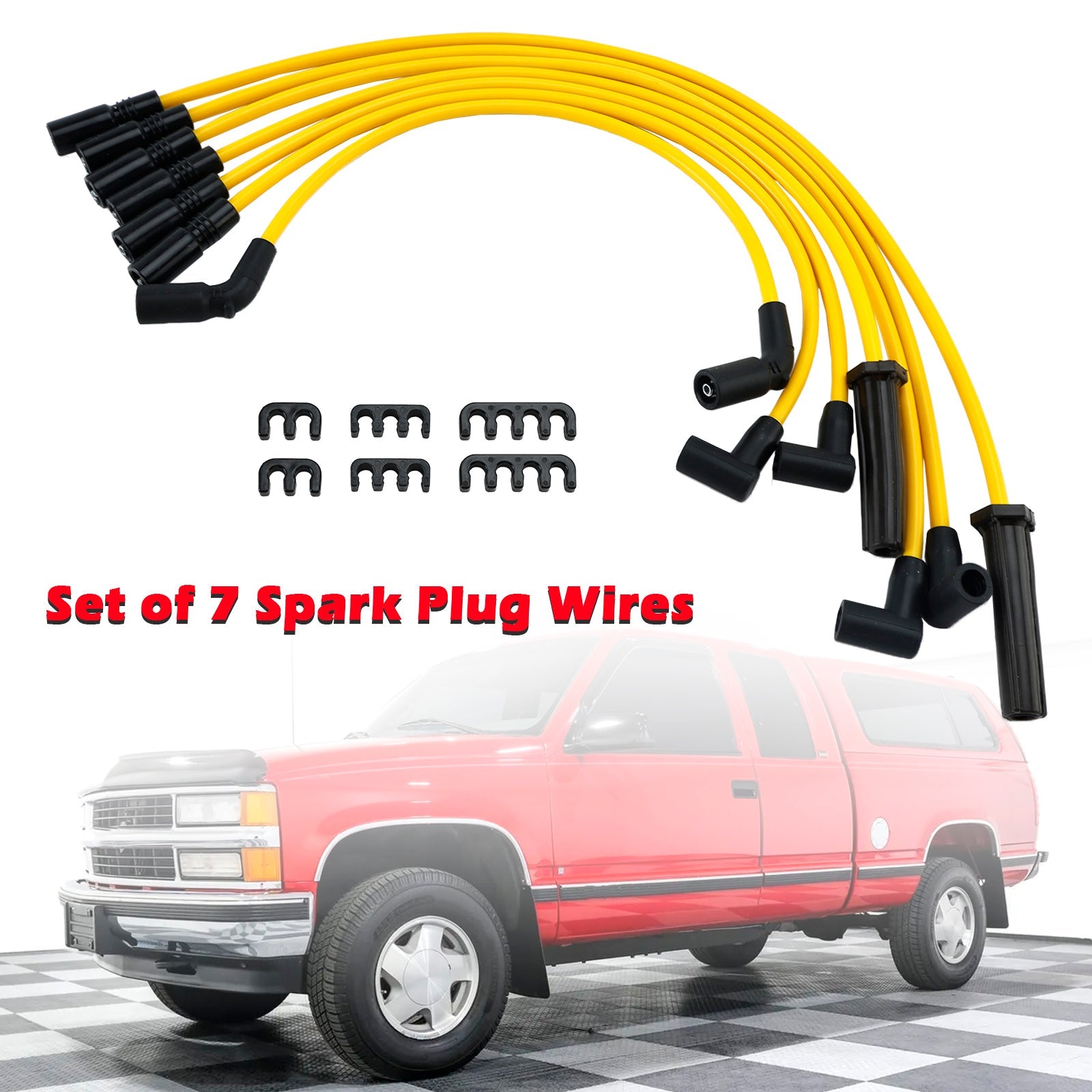 Set of 7 Spark Plug Wires For Chevrolet Express 1500 GMC K1500 1996-1998