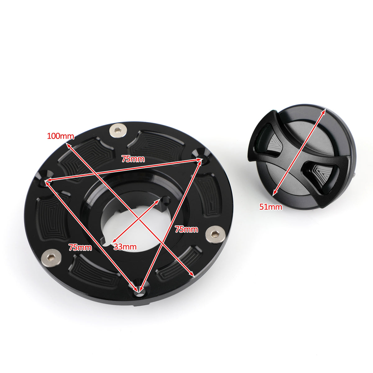 CNC Keyless Fuel Gas Cap Fit for Kawasaki Ninja 250/300 R Z250 Z300 08-17 Black