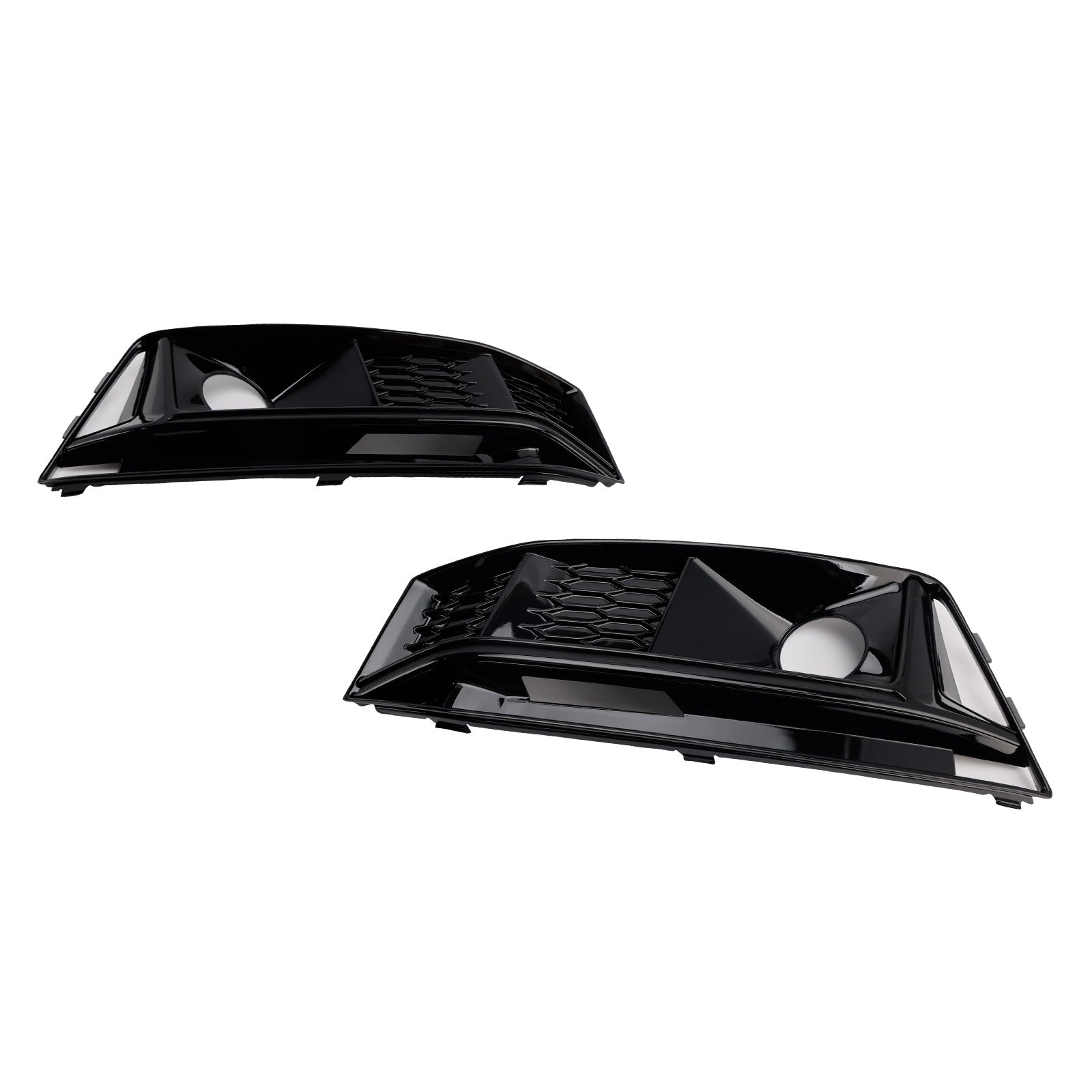 2016-2019 Audi A4 B9 S4 2PCS Black Front Bumper Foglight Grille Grill