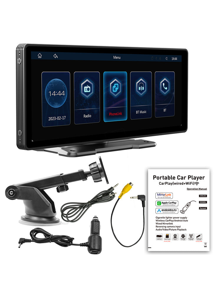 10.77" Wireless Carplay Bluetooth Stereo Radio FM Car MP5 Player + 4 LED Camera