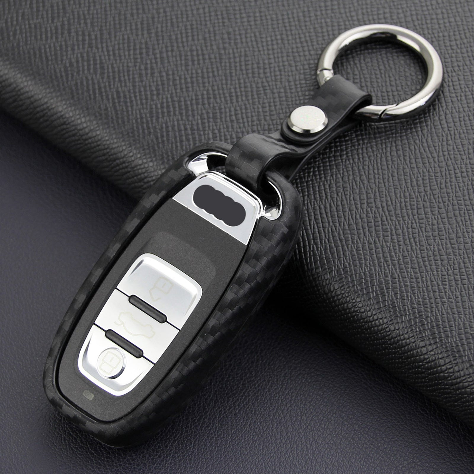 Leather Silicone Car Key Case Cover With Buckle For Audi