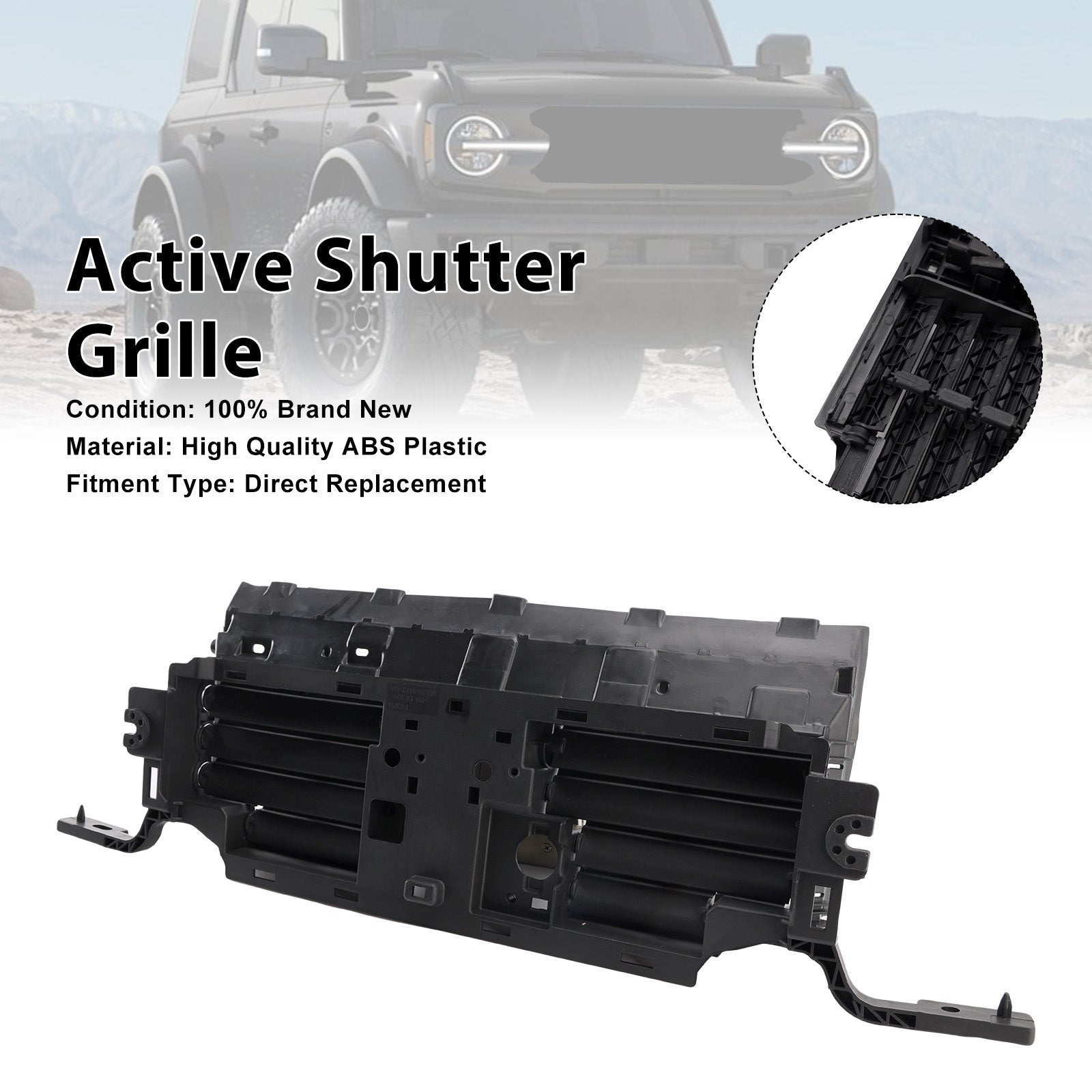 2021-2022 Fit Ford Bronco 2.3L 2.7L Lower Active Grill Shutter W/ Motor