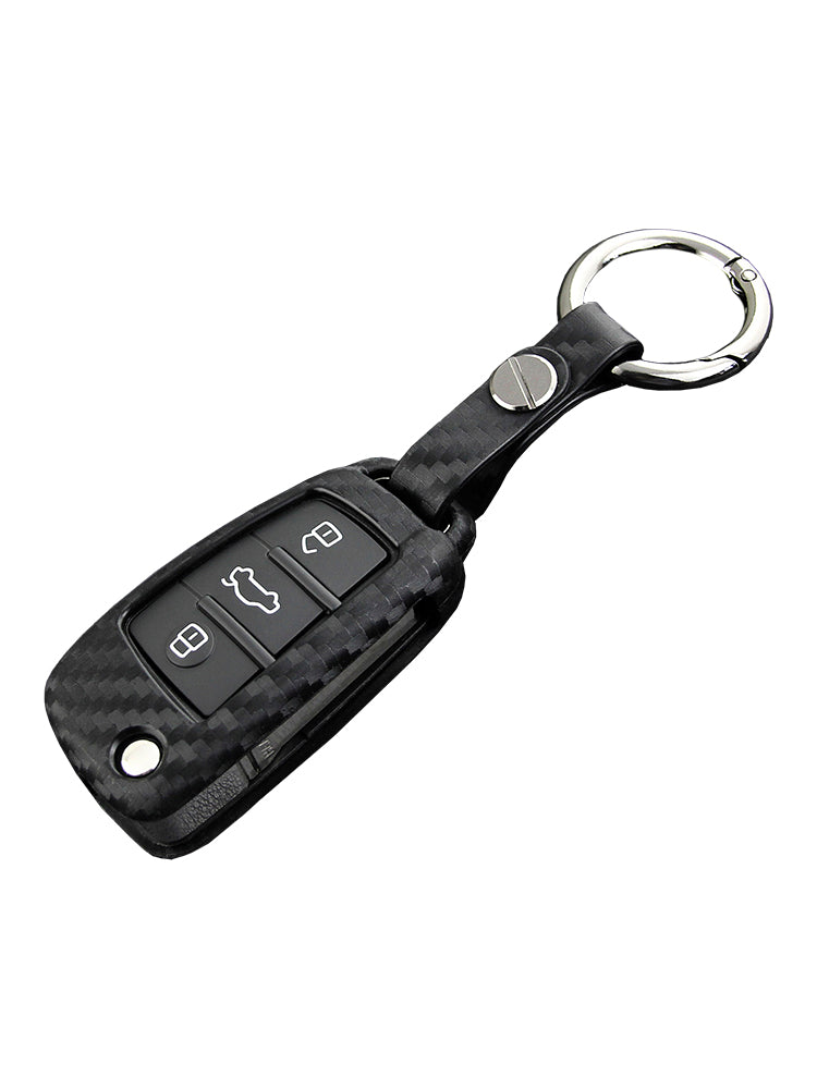 Leather Silicone Car Key Case Cover With Buckle For Audi