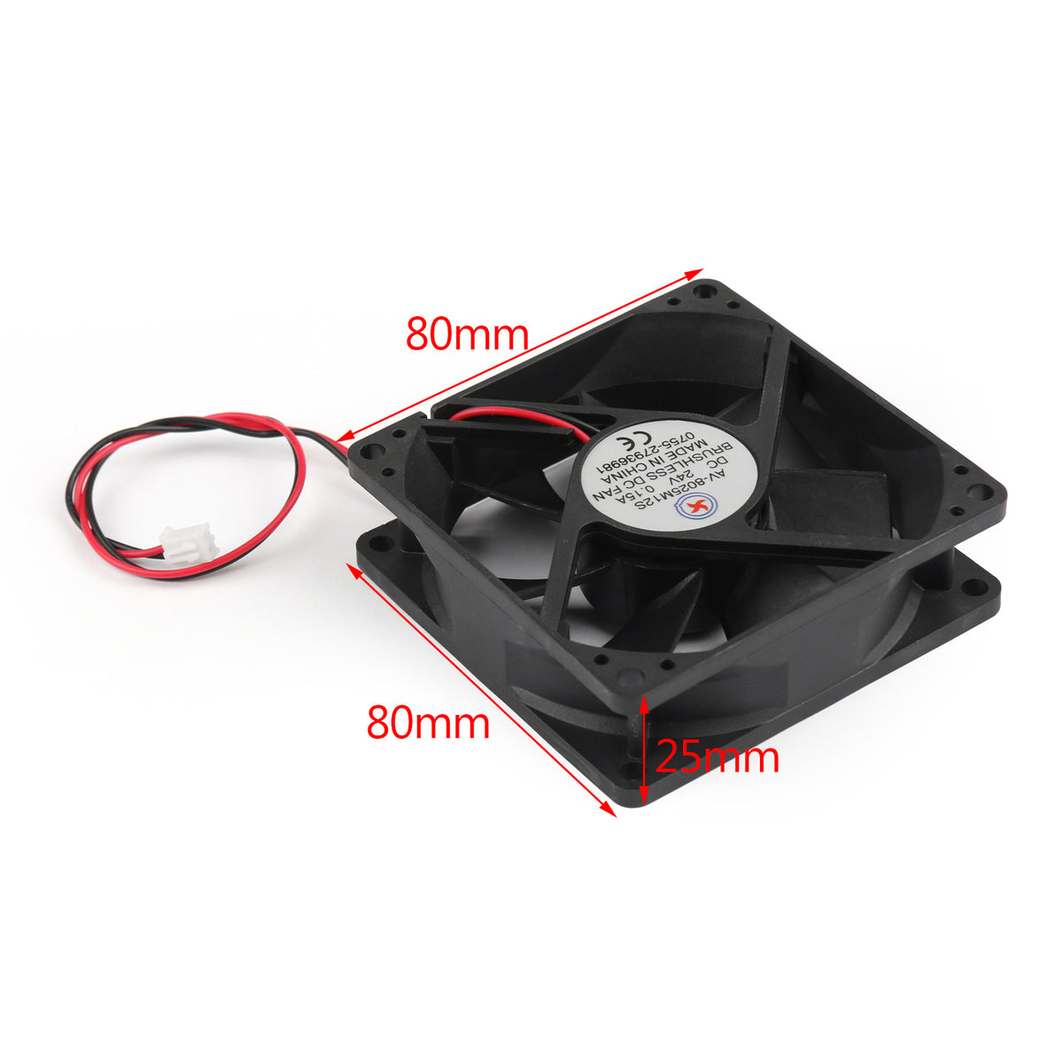 4Pcs DC Brushless Cooling PC Computer Fan 24V 8025s 80x80x25mm 0.15A 2 Pin Wire