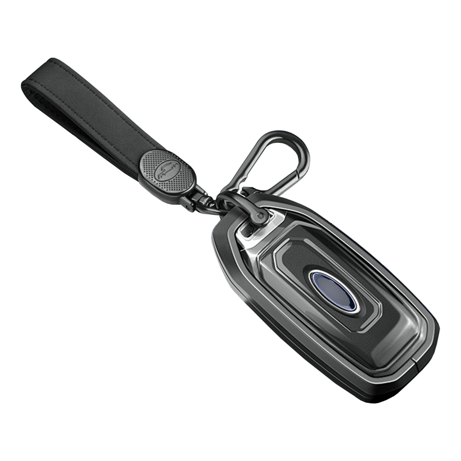 Aluminum Alloy TPU Black Car Key Case Cover With Buckle For Ford
