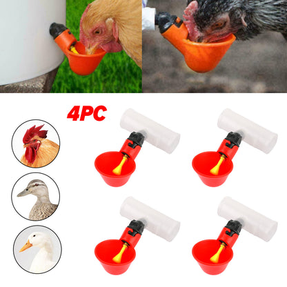4PCS Water Drinking Cups Chicken Waterer Automatic Poultry Drinkers