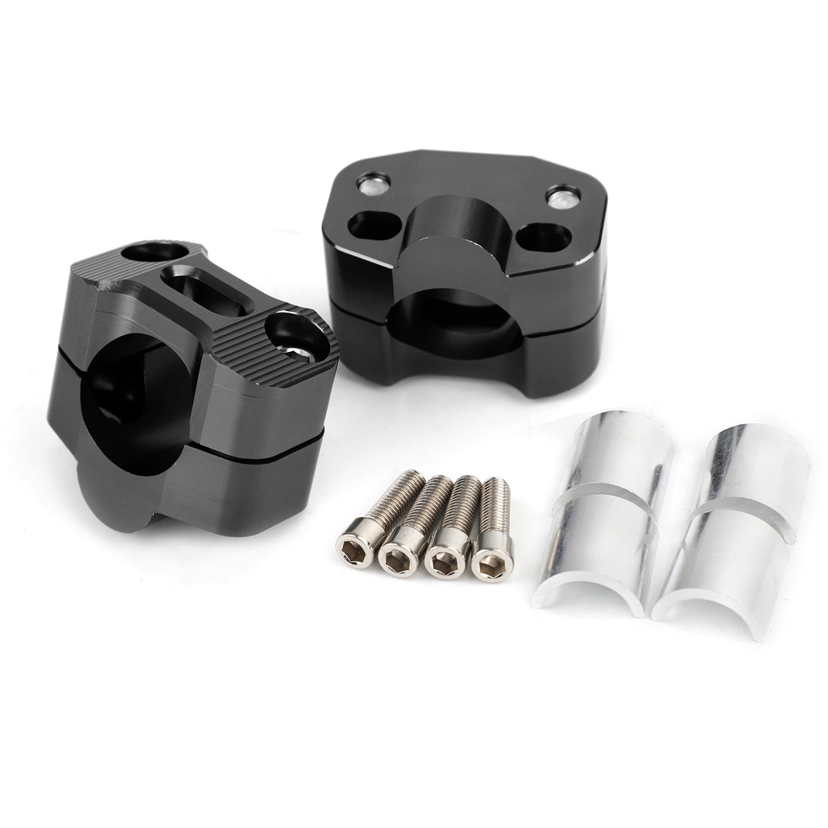 CNC Aluminum Motorcycle Handlebar Risers 22-28mm Universal Clamp Mount Black