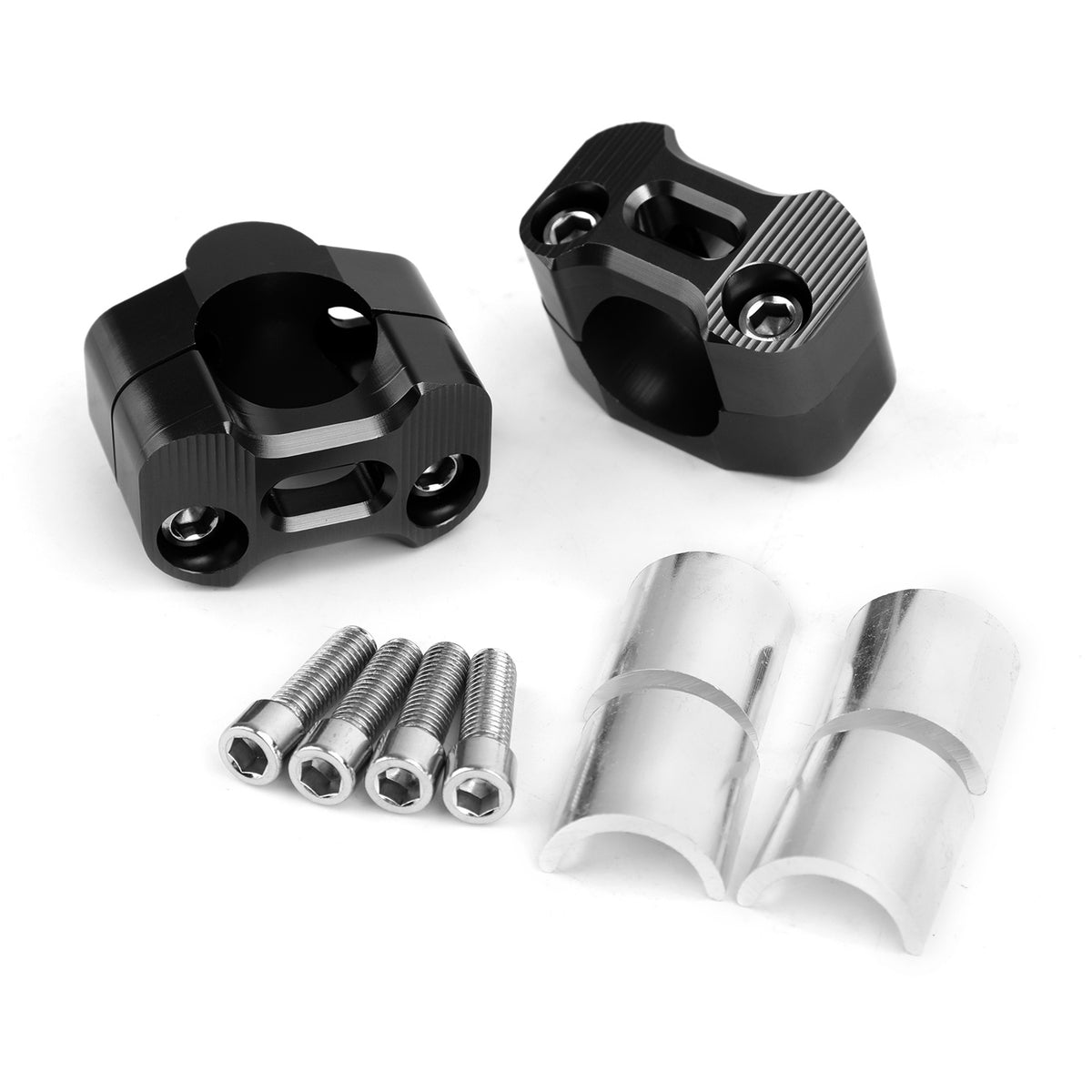 CNC Aluminum Motorcycle Handlebar Risers 22-28mm Universal Clamp Mount Black