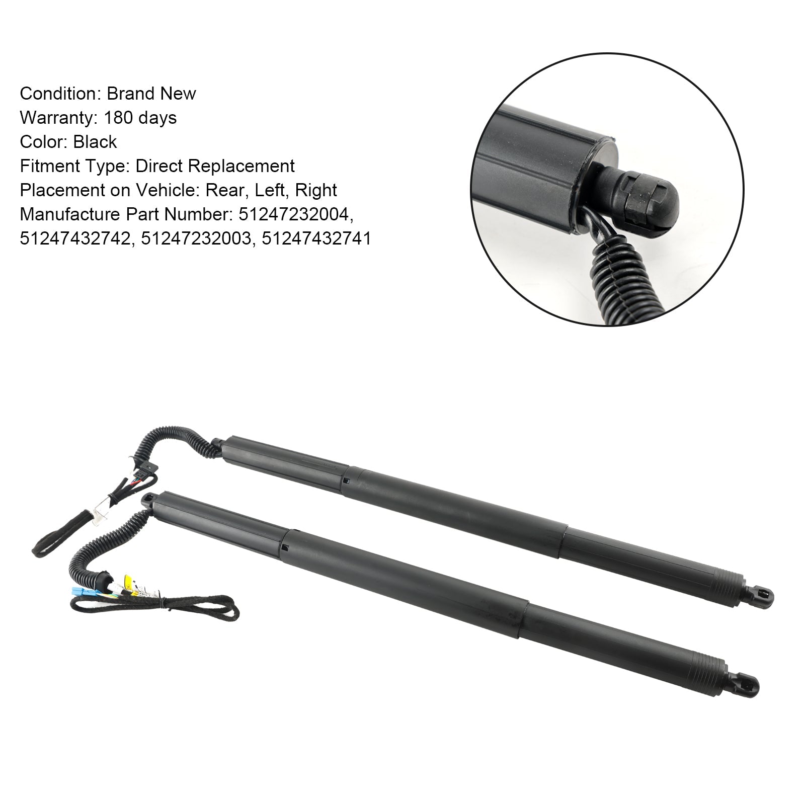 2011-2017 BMW X3 F25 sDrive 18d, sDrive 20i, xDrive 20d, xDrive 20i, xDrive 28d 2PCS Left & Right Electric Tailgate Struts Gas 51247232003