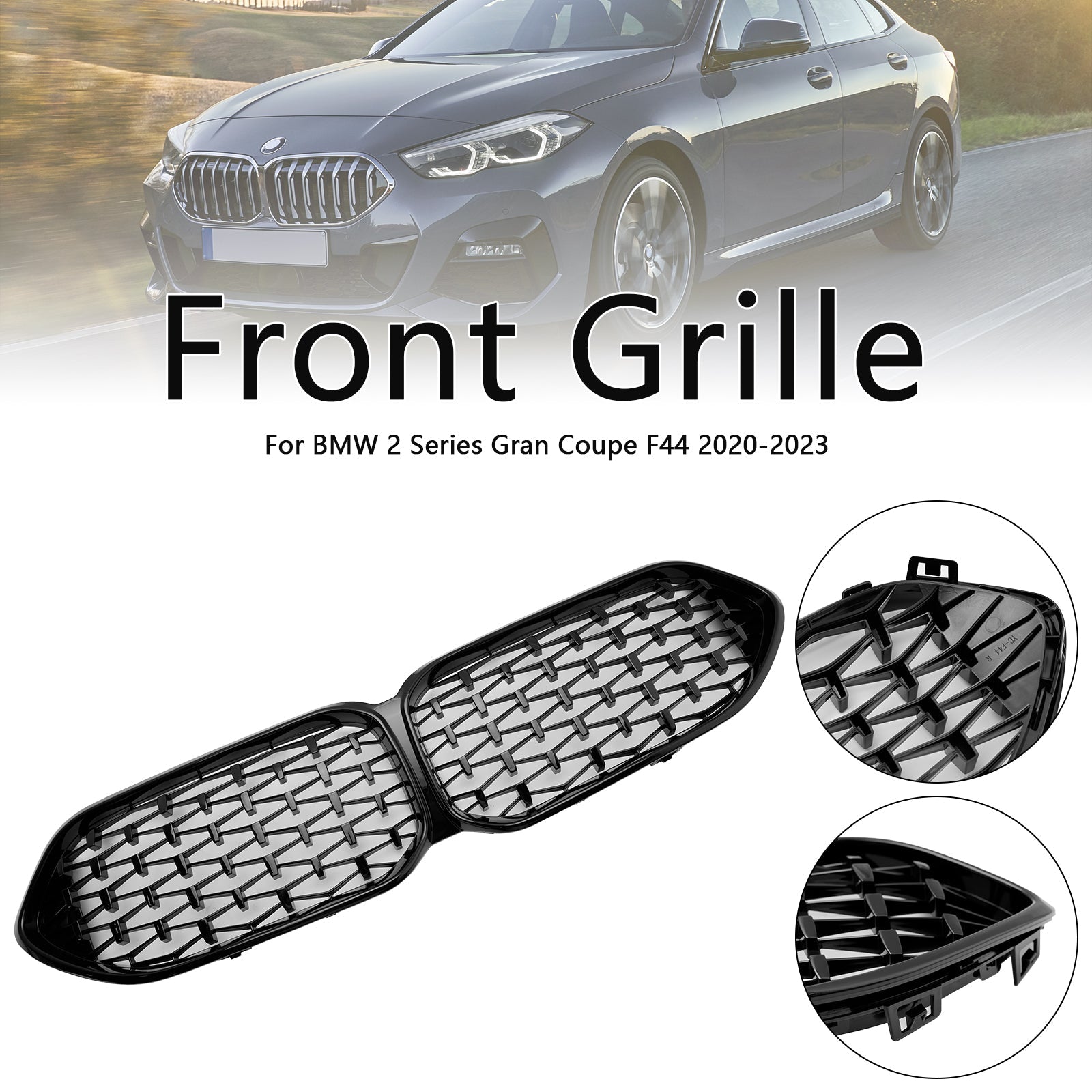 2020-2023 BMW 2 Series F44 Coupe M Diamond Gloss Black Front Grille Grill 51135A39378 51138080494
