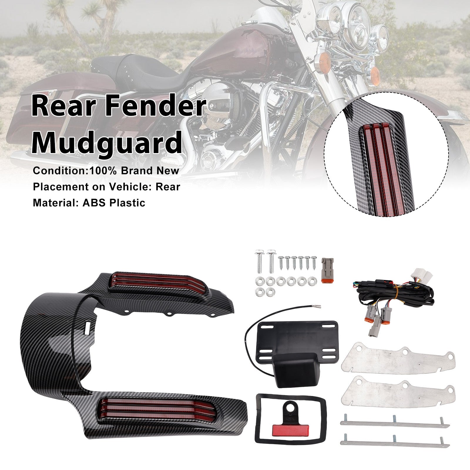 Rear Fender LED Light fit for Touring Road King FLHR Street Glide 14+