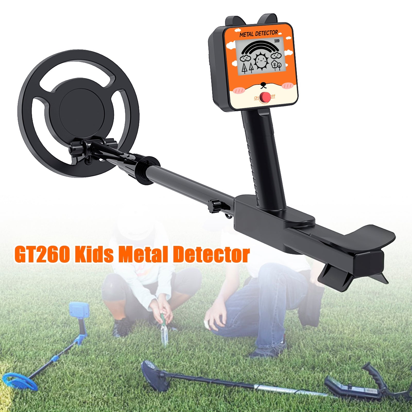 GT260 Kids Child Treasure Seeker Beginners Metal Detector Waterproof 6.3" Coil