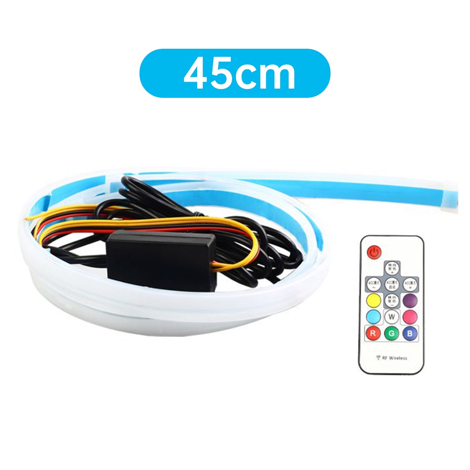 Ultra Thin Car LED Headlight Daytime Running Iridescent Light Eyebrow Strip With Remote control 45cm
