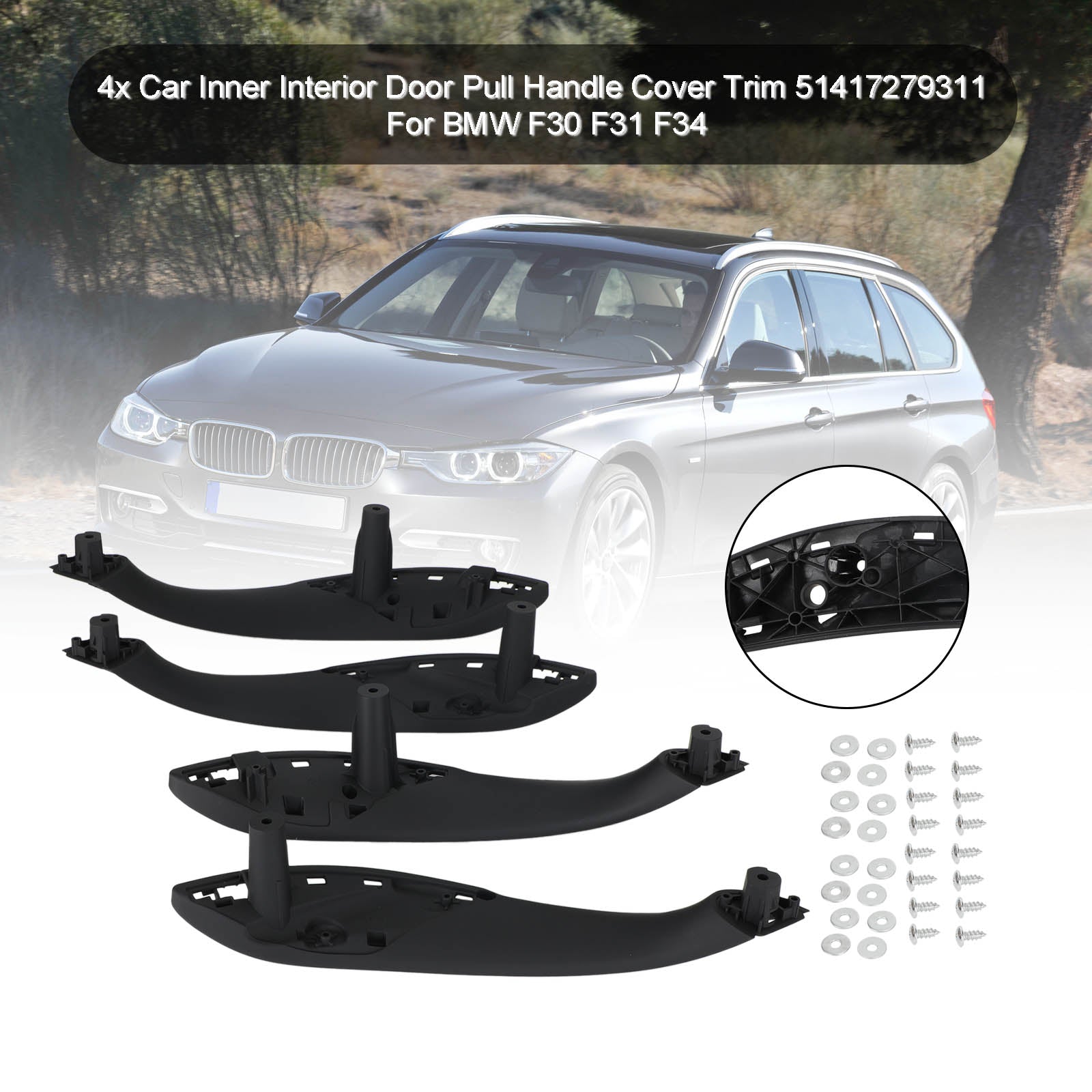 2014-2017 BMW 4 Series: 428, 435, M4 (F32/F33/F36/F82/F83) 4x Car Inner Interior Door Pull Handle Cover 51417279311 Generic