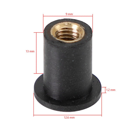 M5 Rubber Well Nuts Wellnuts for Fairing & Screen Fixing Pack of 100 - 10mm Hole