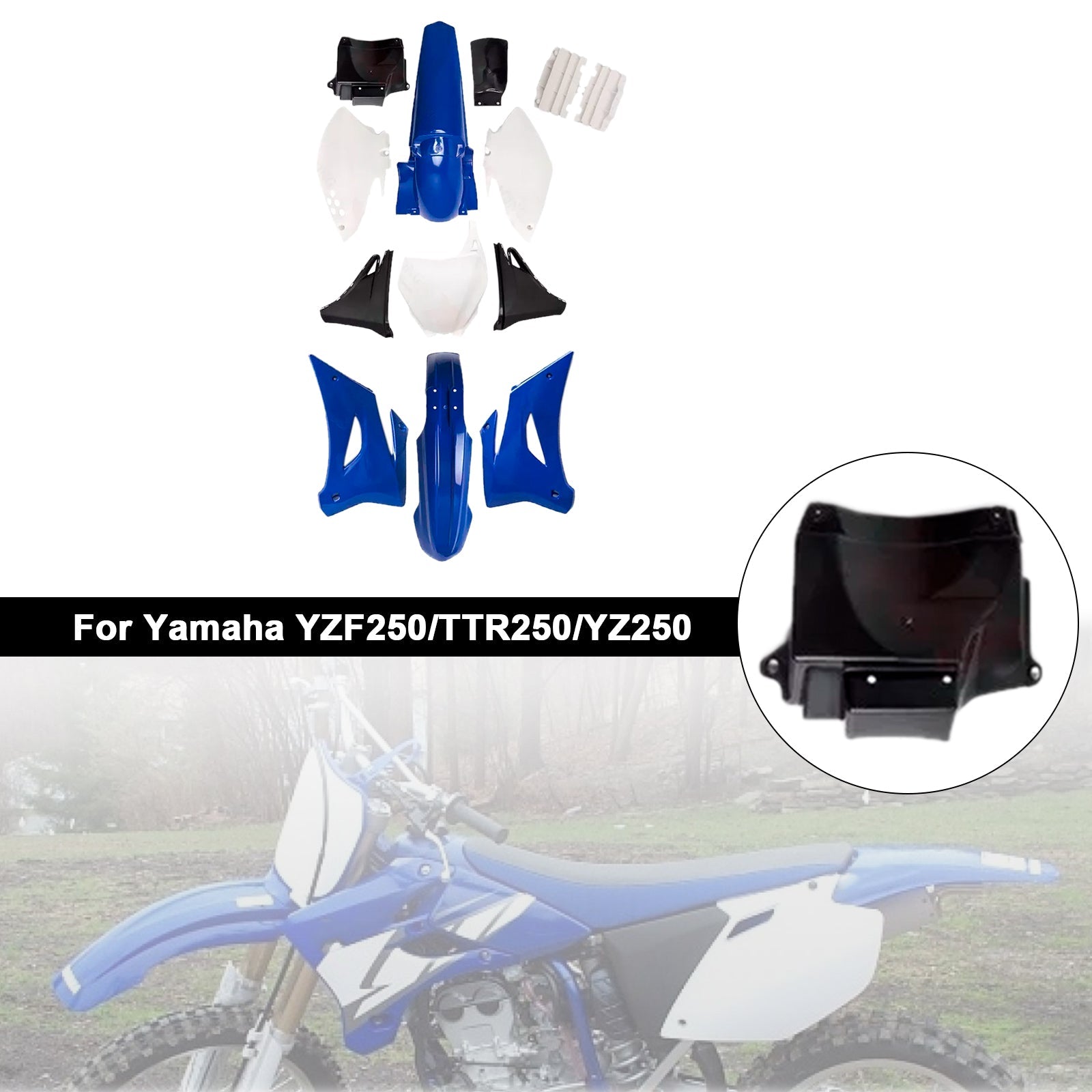 Yamaha YZF250 TTR250 YZ250 Body Plastic Kit Front Rear Fender Fairing