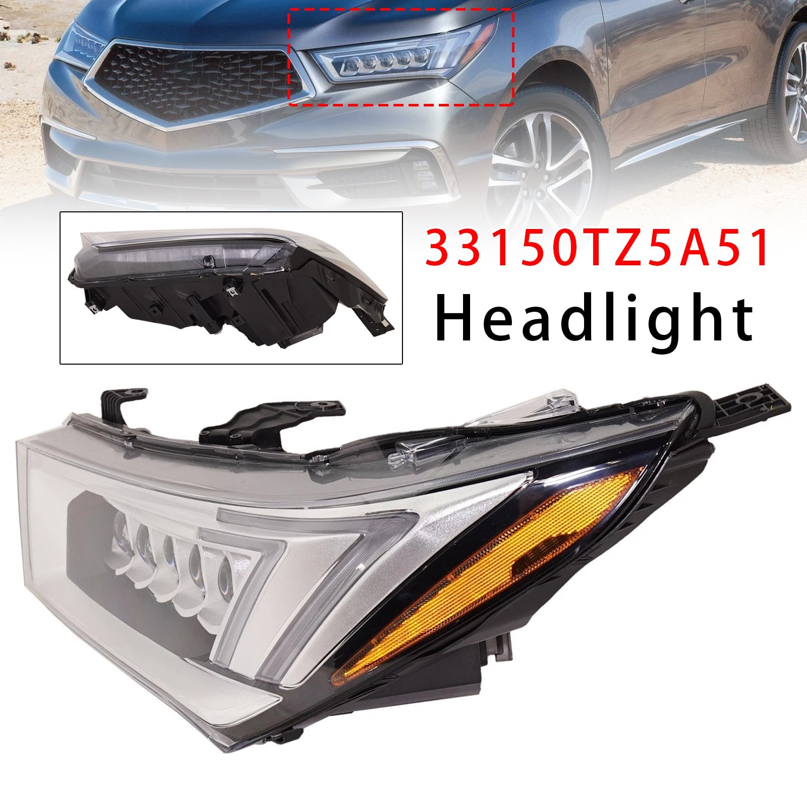 2017-2020 For MDX Sport Hybrid Front Left LED Headlight 33150TZ5A51