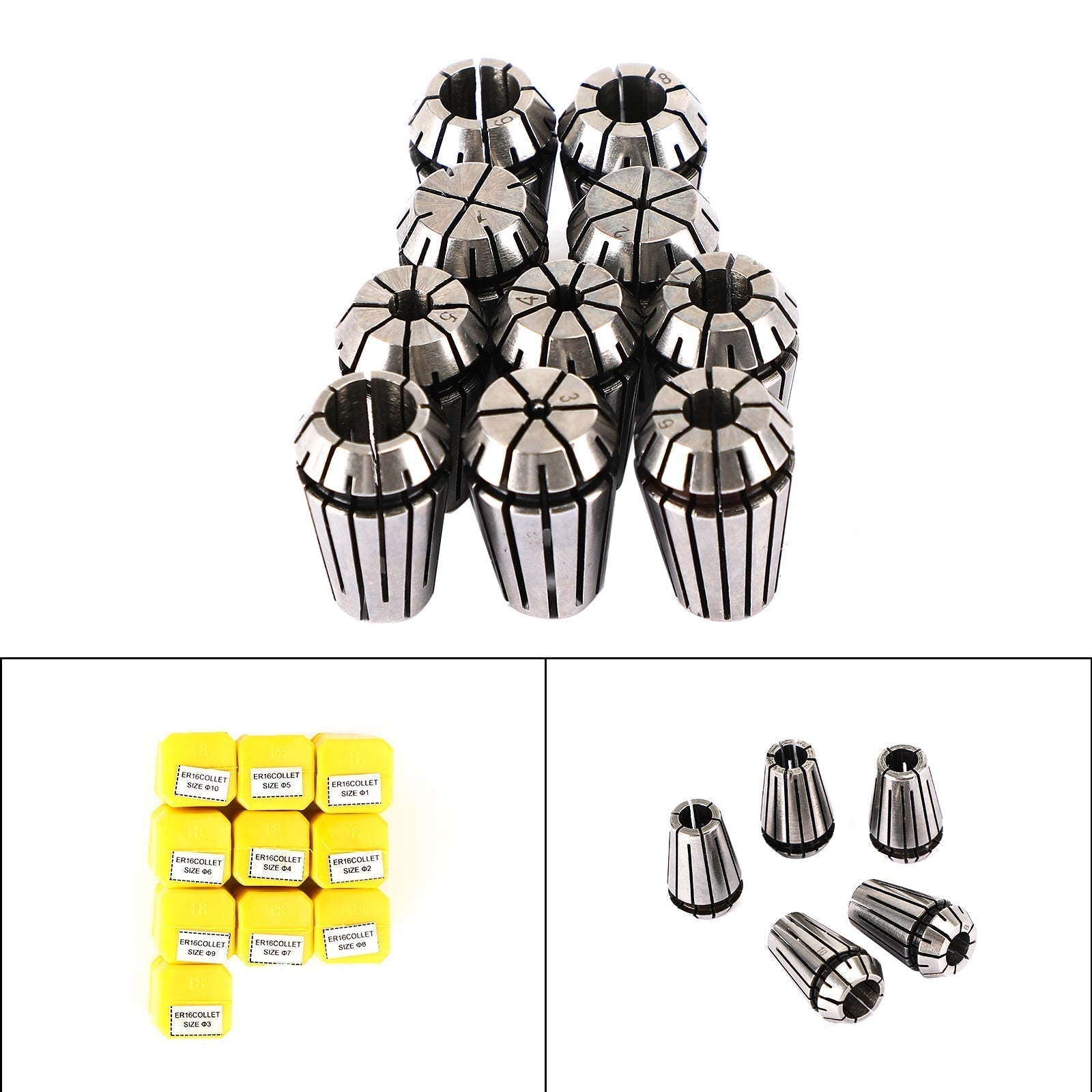 9Pcs ER16 Spring Collet Set For CNC Milling Lathe Tool Engraving Machine Steel