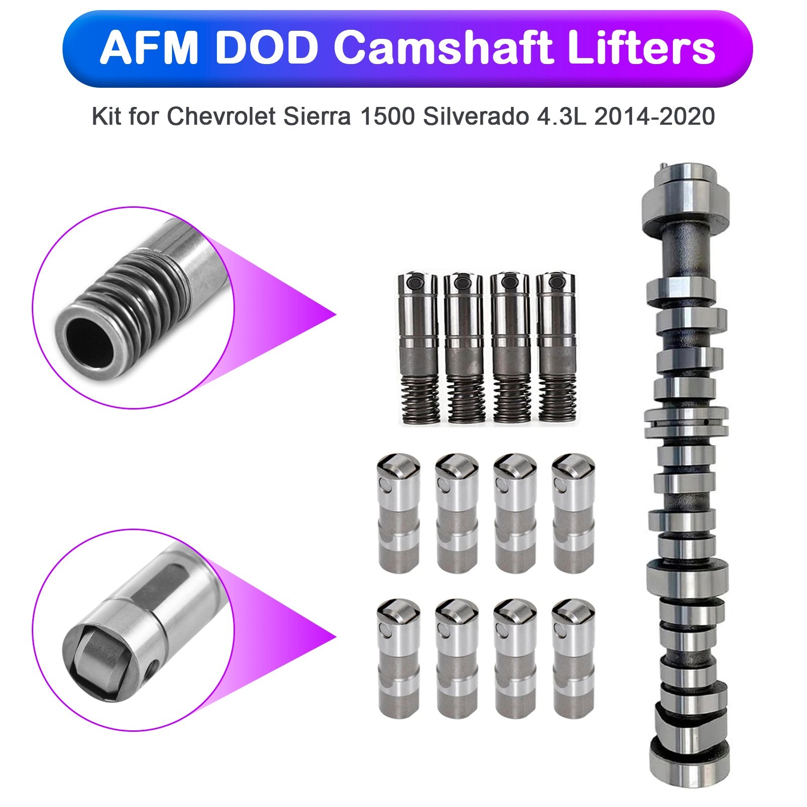 2014-2020 for Chevrolet Sierra 1500 Silverado 4.3L AFM Camshaft Cam Lifters Kit 12633773