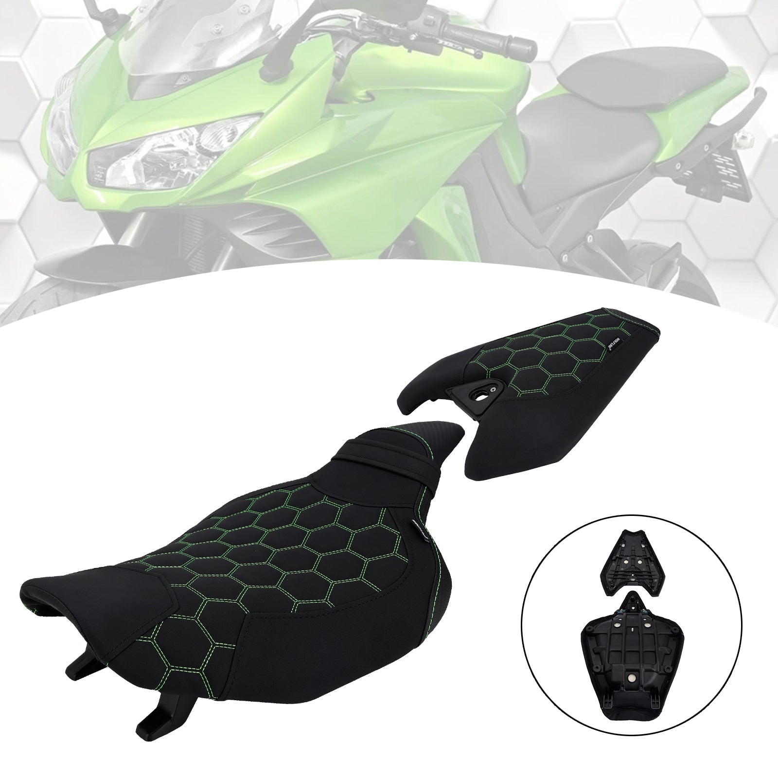 2014-2025 2024 For Kawasaki Z1000 Driver&Passenger Seat Kit Rear Cushion Green2