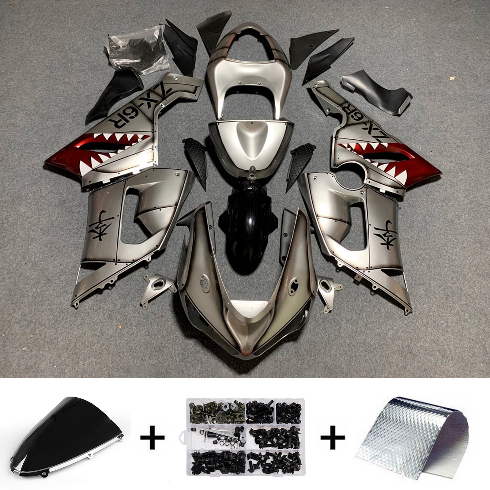 Injection Fairing Kit Bodywork Plastic ABS fit For Kawasaki ZX6R 636 2005-2006