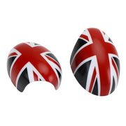 MINI Cooper R55 R56 R57 2 x Union Jack UK Flag Mirror Covers Black/Red