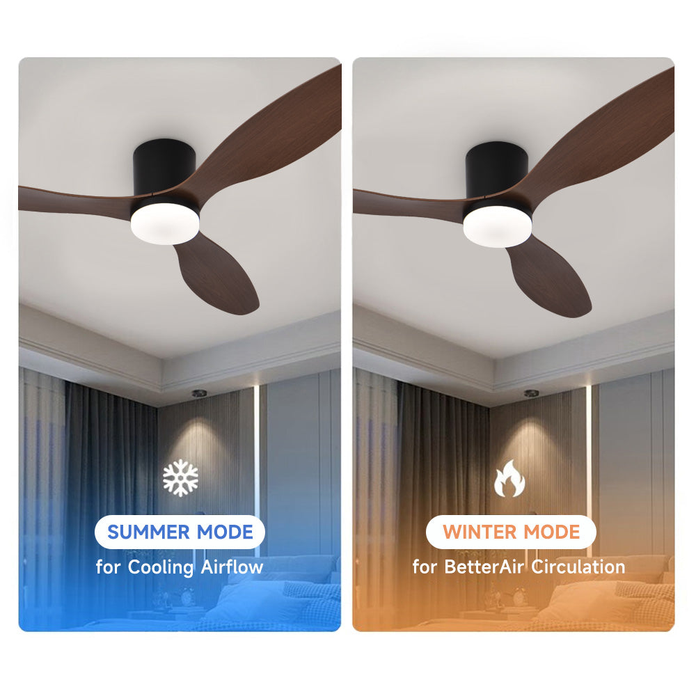 Dimmable LED DC Motor 42” Profile Ceiling Fan with Lights Remote/App Control