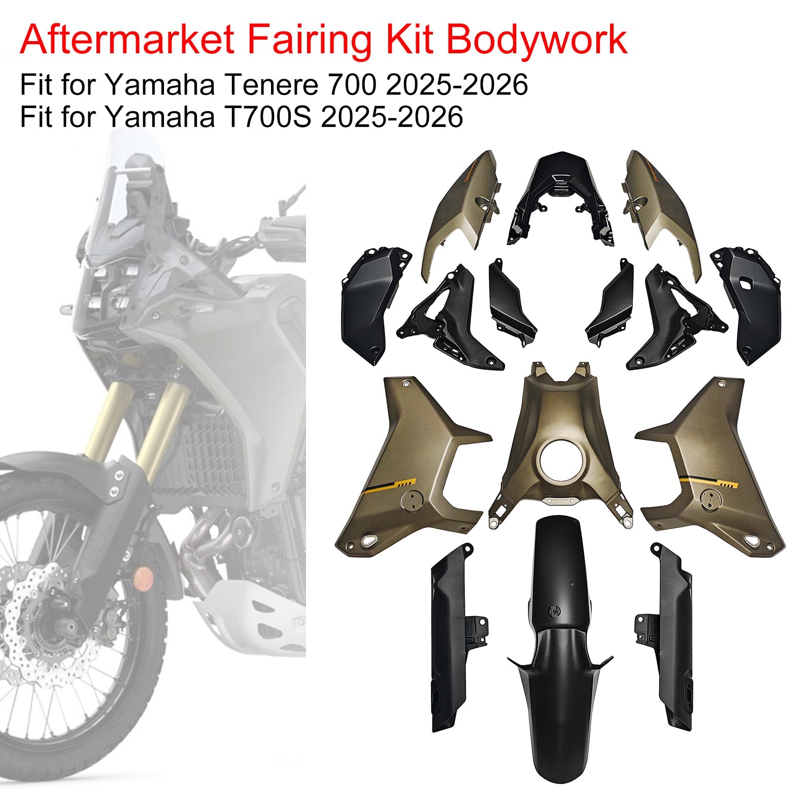 Injection Bodywork Fairing Kit for Yamaha Tenere 700 T700S 2025-2026