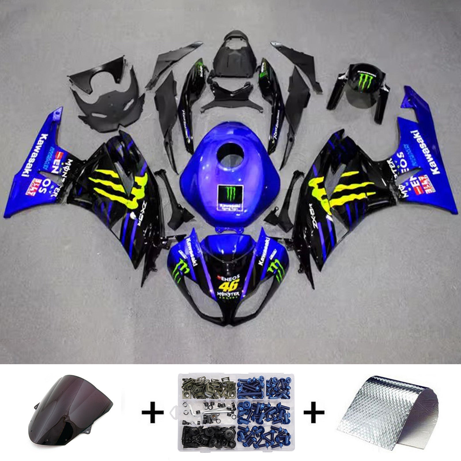 Injection Fairing Kit Bodywork Plastic ABS fit For Kawasaki ZX6R 636 2009-2012