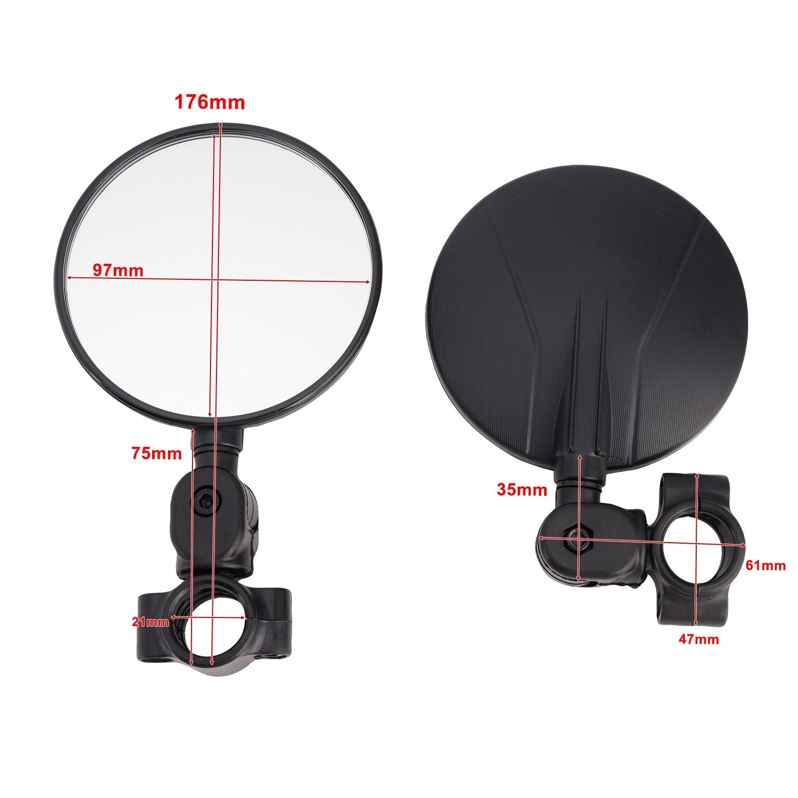 Black Adjustable Handlebar Mirror Folding Mirrors For 22-24 mm Enduro Handle bar