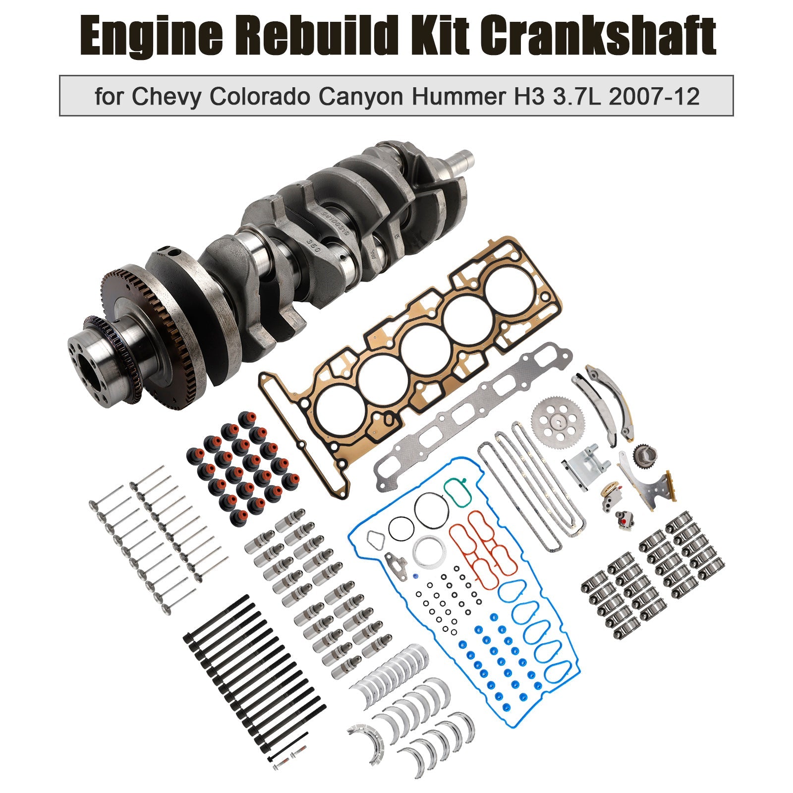 2007-2012 Chevrolet Colorado 3.7L 3654CC 223CID L5 DOHC Engine Rebuild Kit Crankshaft 89017791 HS26390PT
