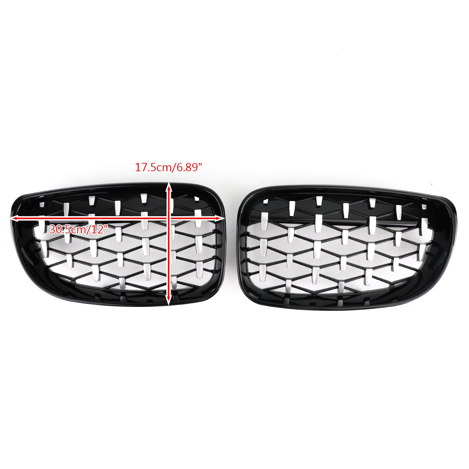 Front Grille Fit for BMW 1 Series E81 E87 E82 E88 128i 135i 2008-2012 Black & Chrome Generic