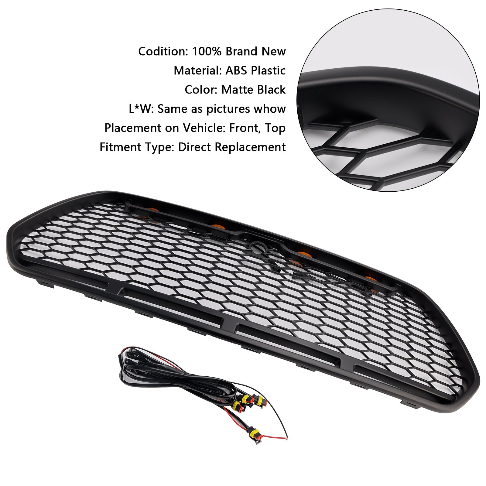 2015-2018 Ford Transit MK8 Raptor w/LED Matt Black Front Bumper Grill Grille