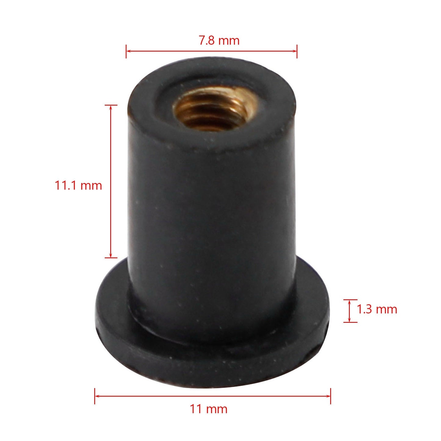 M4 Rubber Well Nuts Wellnuts for Fairing & Screen Fixing Pack of 50 - 8mm Hole