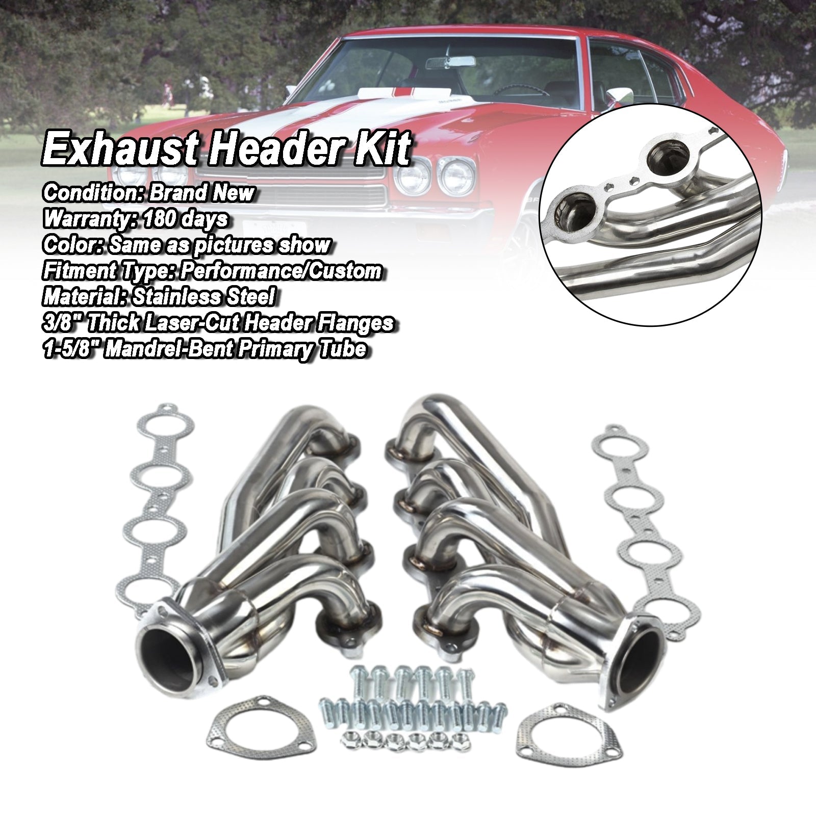 Header Manifold Exhaust Fit Chevy Chevelle Camaro LS1 LS2 LS3 LS6 LS7 Shorty