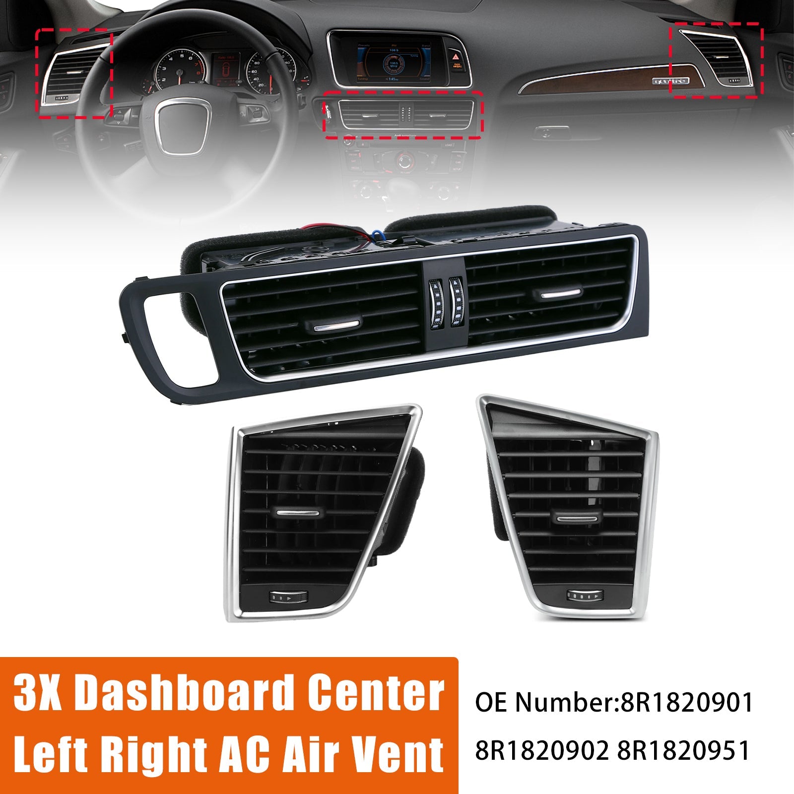 Front Dashboard Center AC Air Vent Grille Cover Bezel For Audi Q5 2009-2017