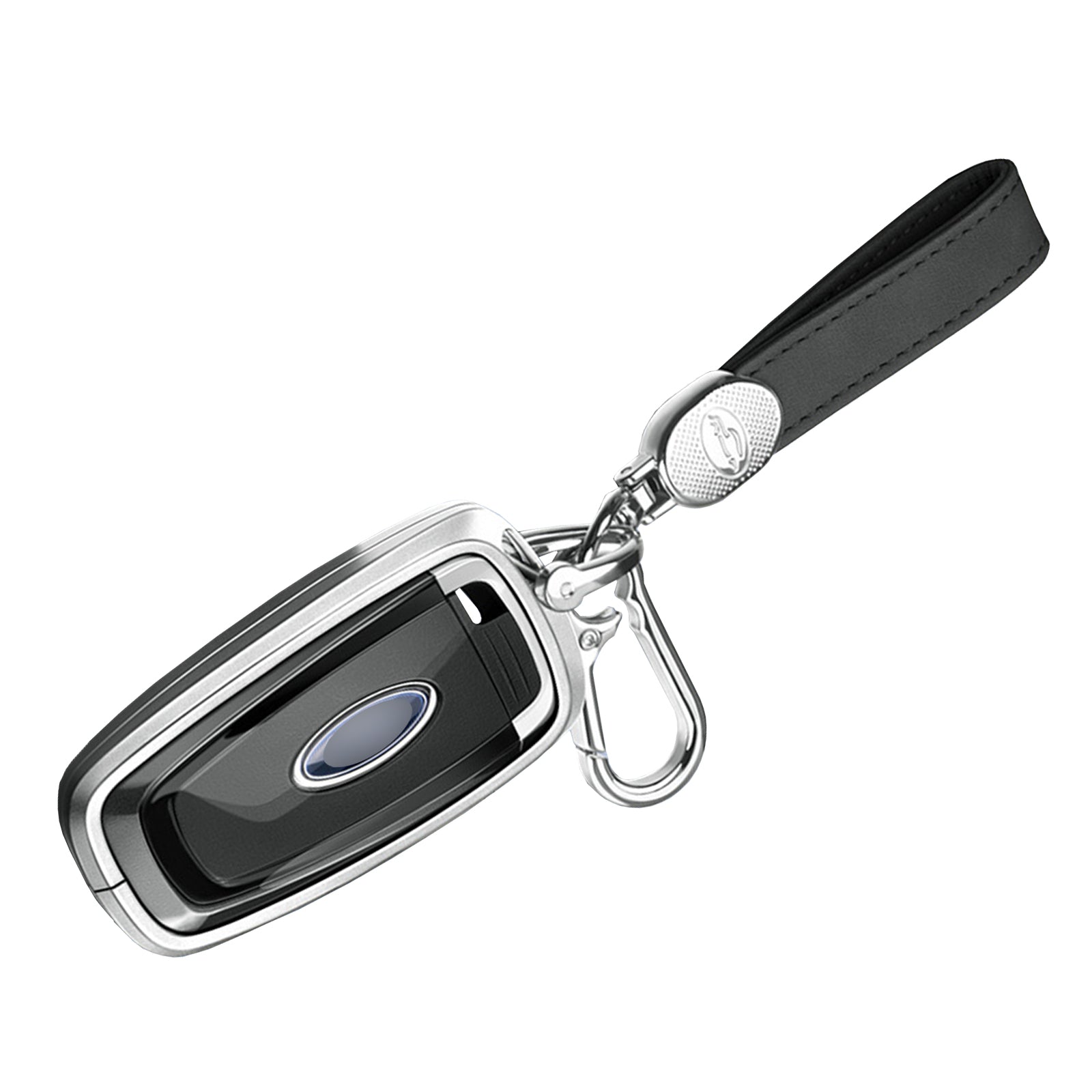 Aluminum Alloy TPU Silvery Car Key Case Cover With Buckle For Ford