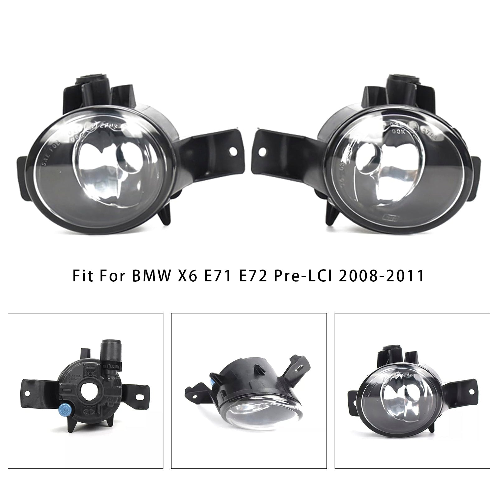 2008-2011 BMW X6 E71 E72 Pair Front Fog Light Lamps Without Bulbs 63177187631
