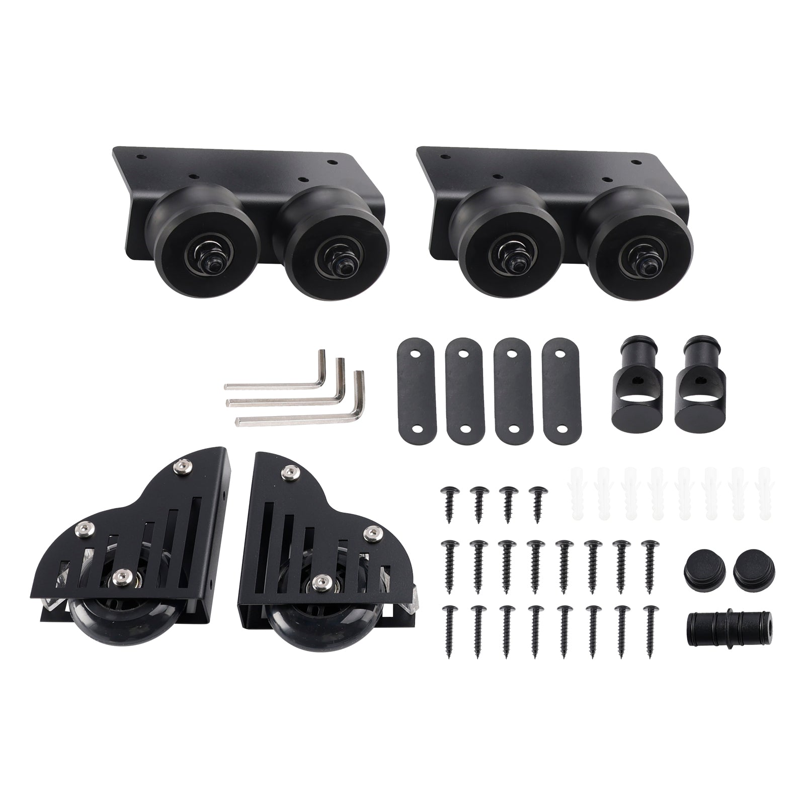 Rolling Library Sliding Ladder Hardware Kit Floor Roller with Brake 6.6FT Round Tube