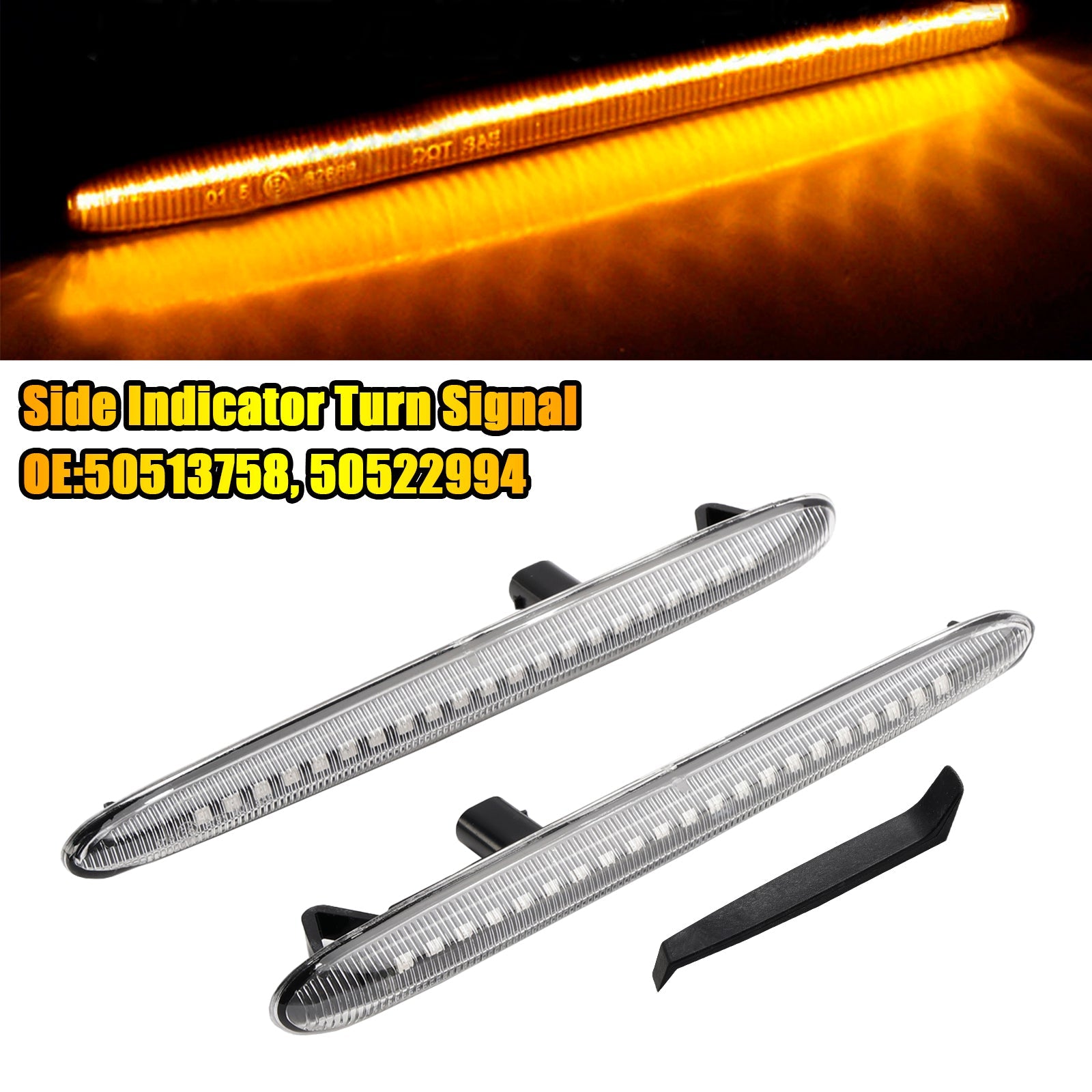 2010-2021 Alfa Romeo Giulietta Clear LED Sequential Blinker Side Indicator Turn Signal 50513758