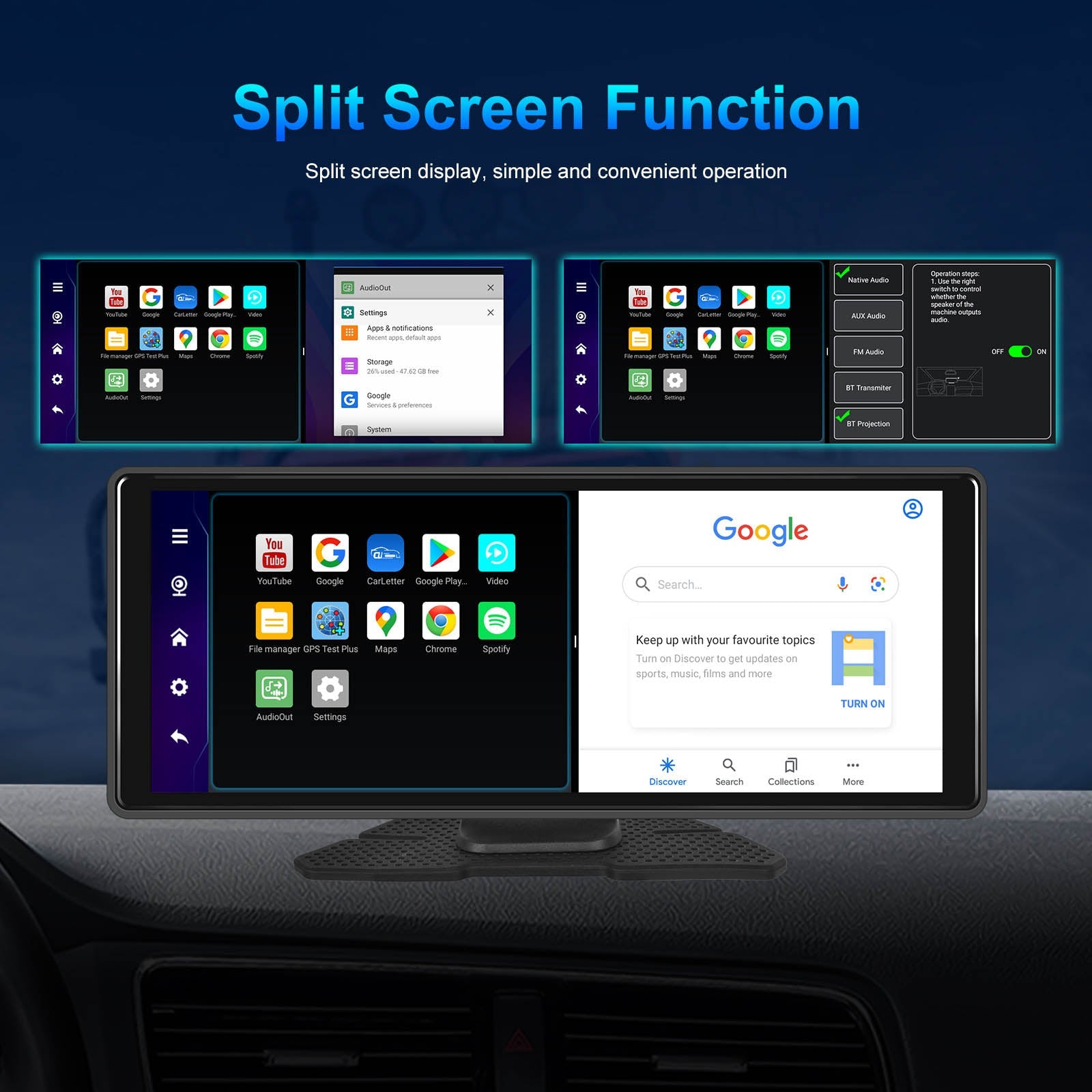 10.77"Bluetooth Car Navigation Carplay HD Large Touch Screen Recorder AHD Camera