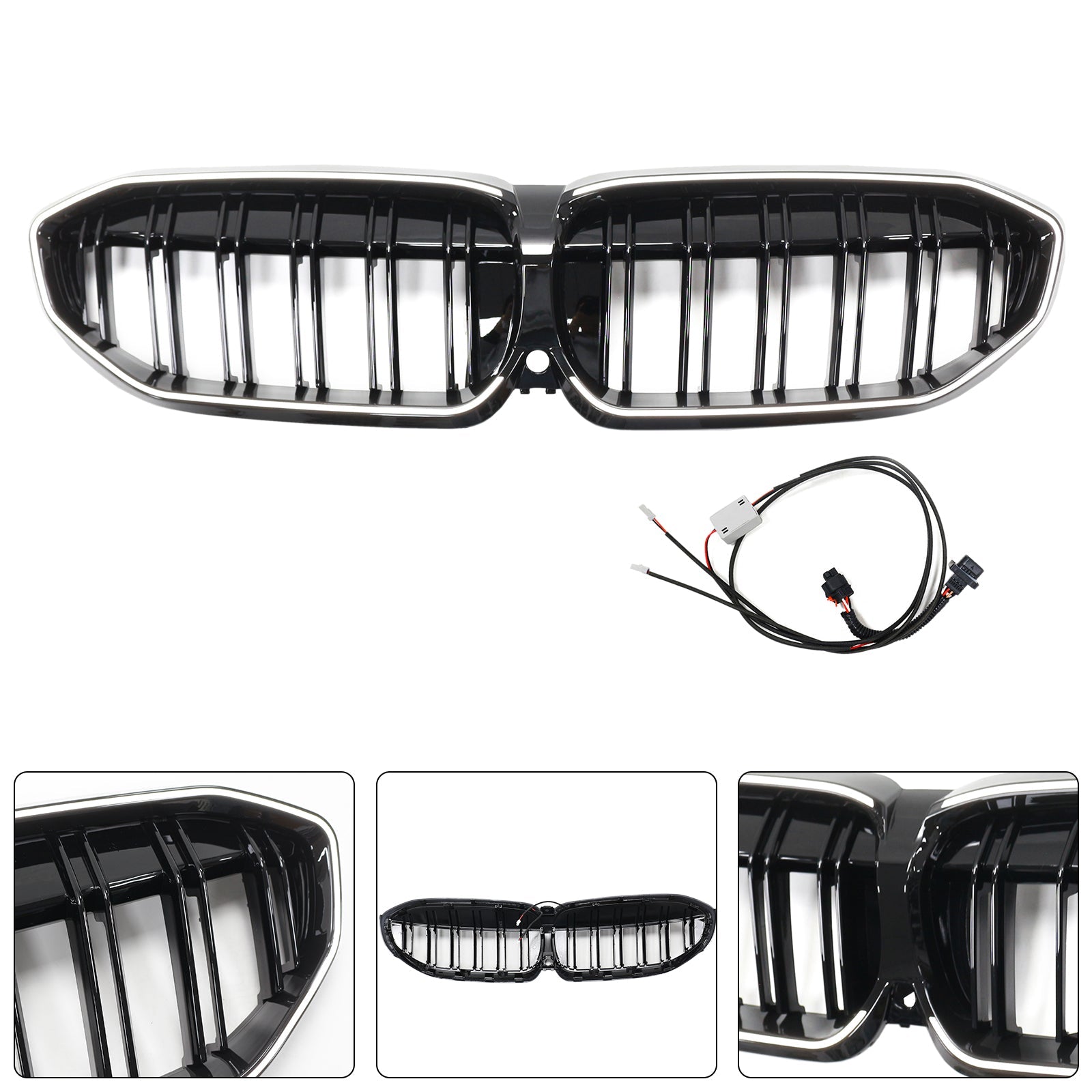 2019-2022 BMW 3 Series G20 Double Slat Black Kidney Grille 51138072085