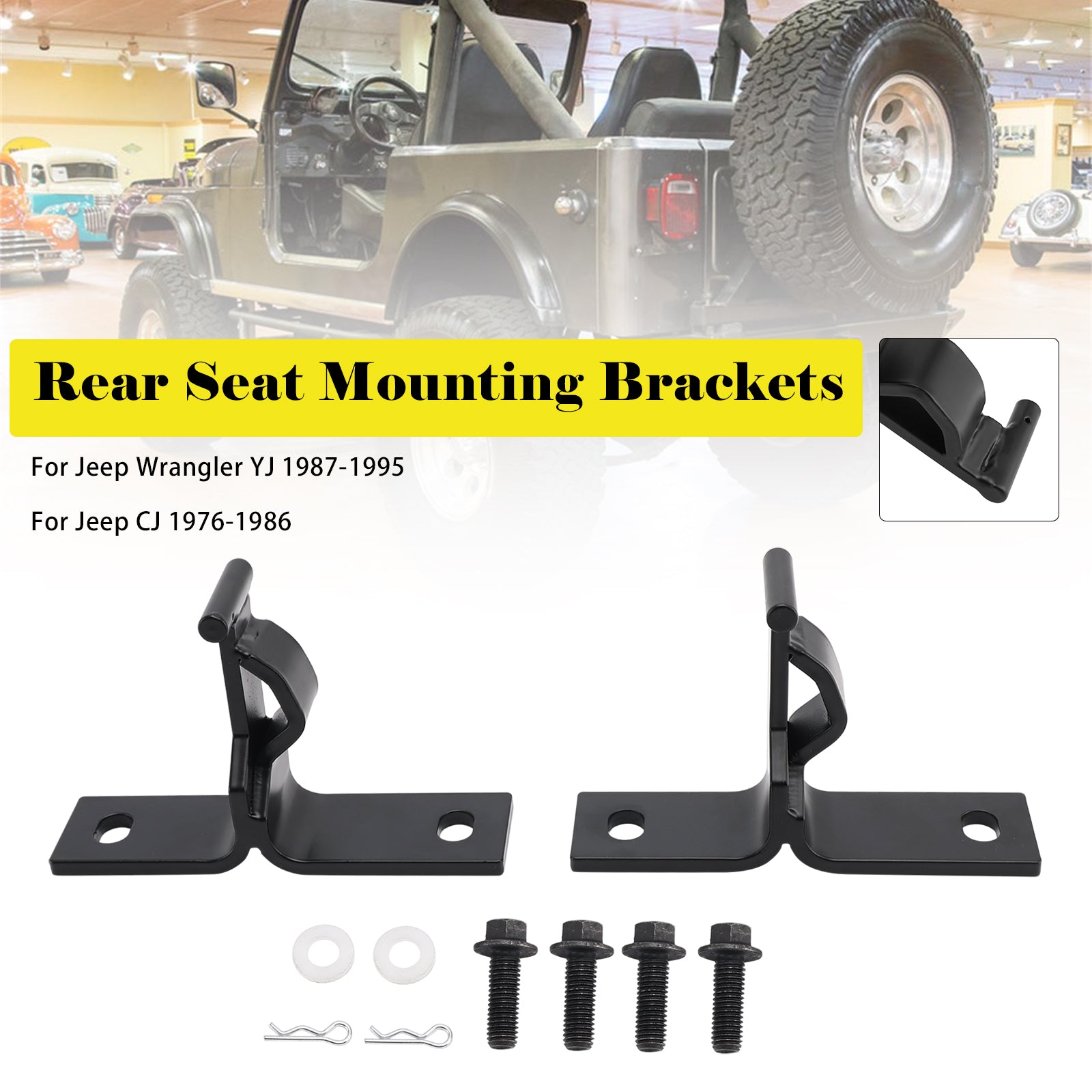 Rear Seat Mounting Brackets Fold/Tumble For Jeep Wrangler YJ 1987-1995 CJ 1976-1986