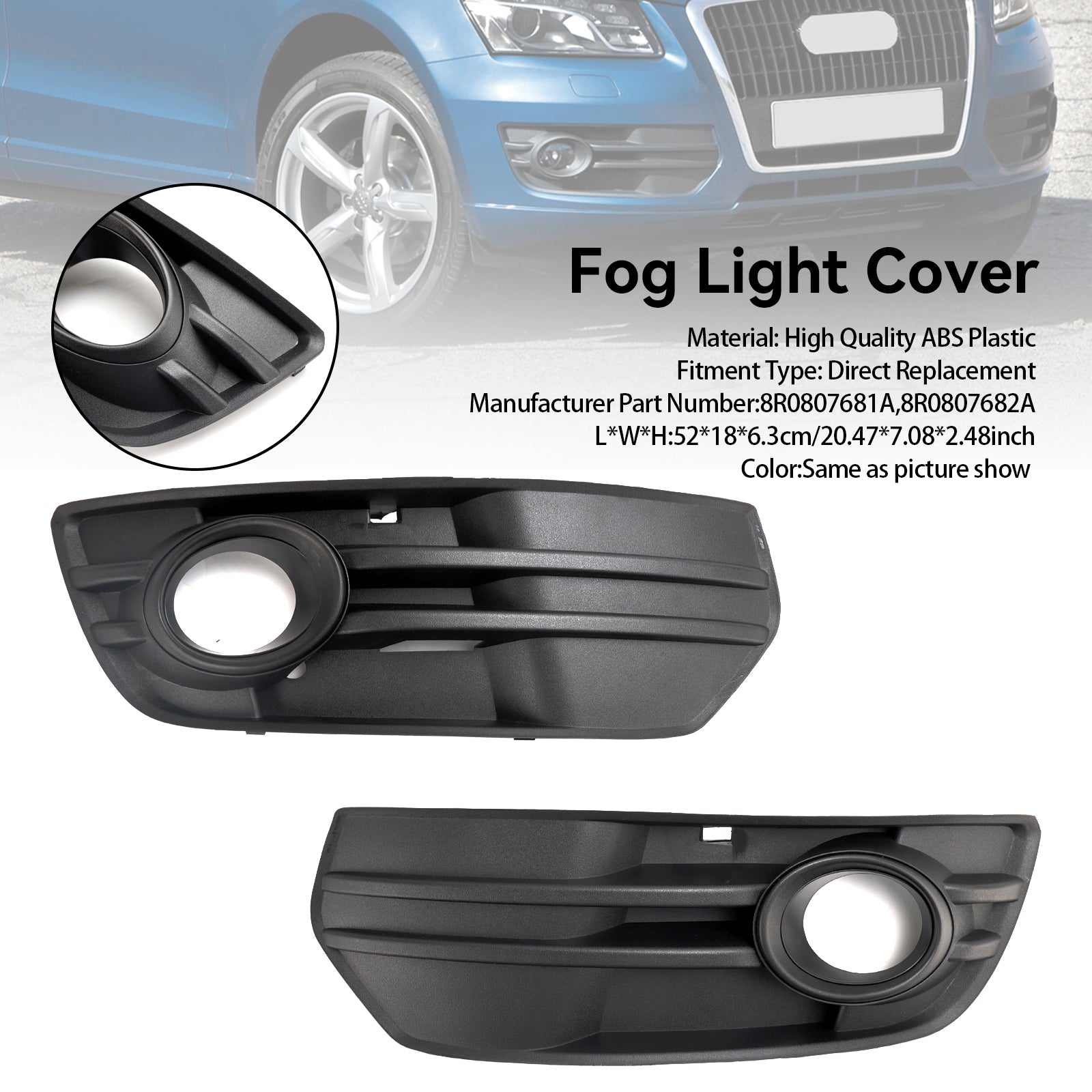 2009-2012 Audi Q5 2PCS Front Bumper Grill Fog Light Lamp Covers Trim Generic