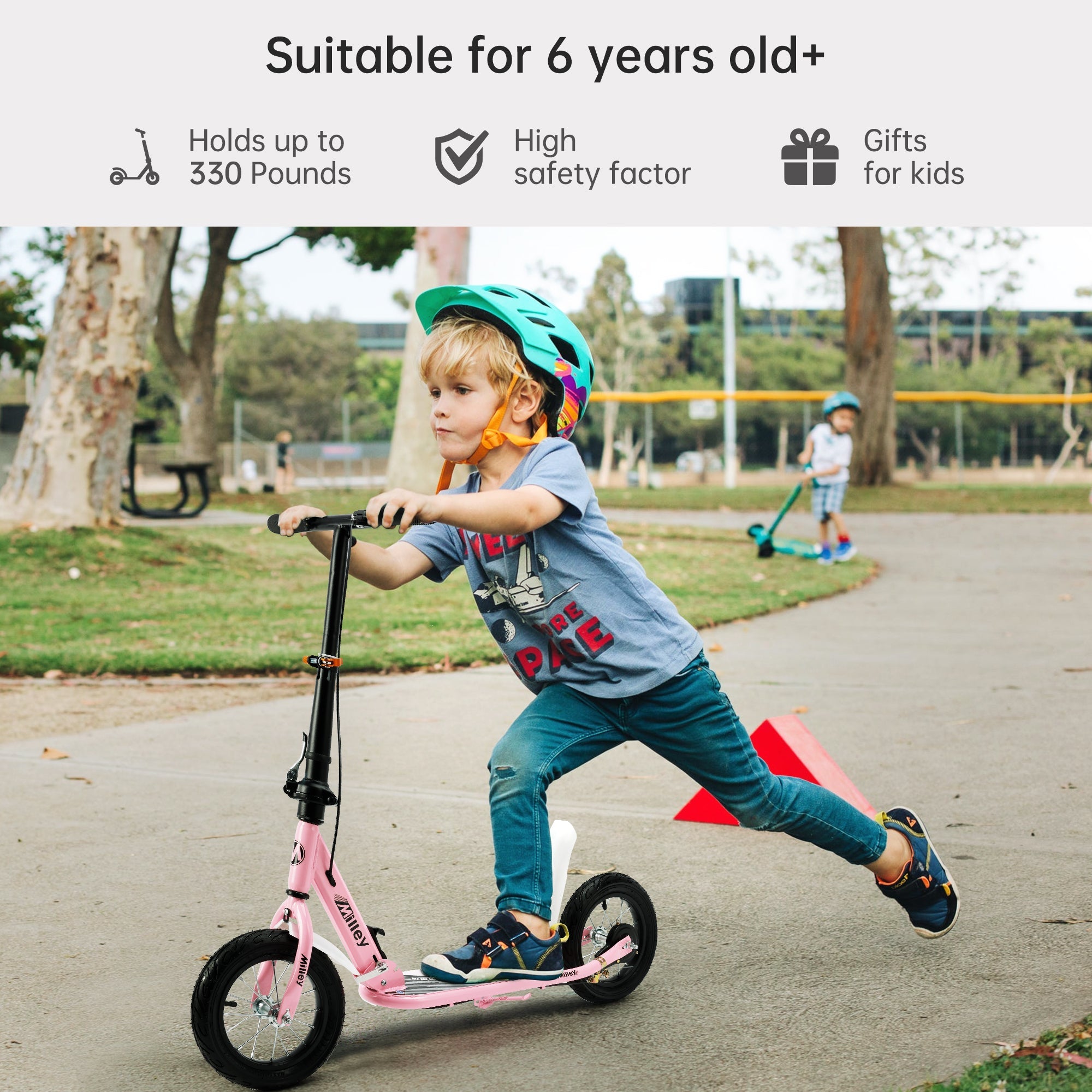12" Large Smooth Rolling Rubber Air Tires Shock-Absorbing Foldable Commuter Kick Scooter For Adults and Teens