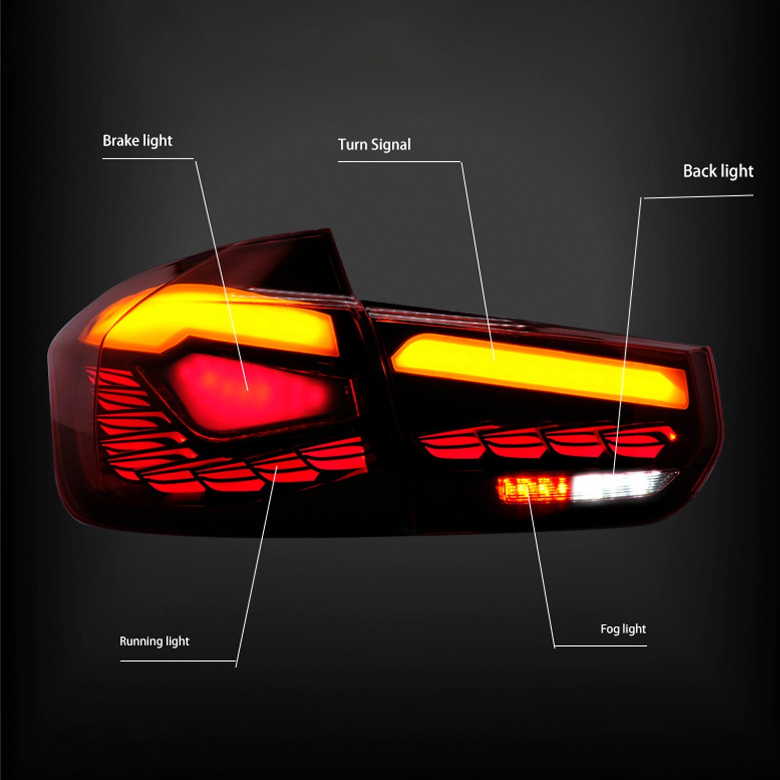 2012-2018 BMW 3 Series F30 F80 316d L&R Red LED Tail Lights Rear Lamp Assembly 63217313039 63217372793
