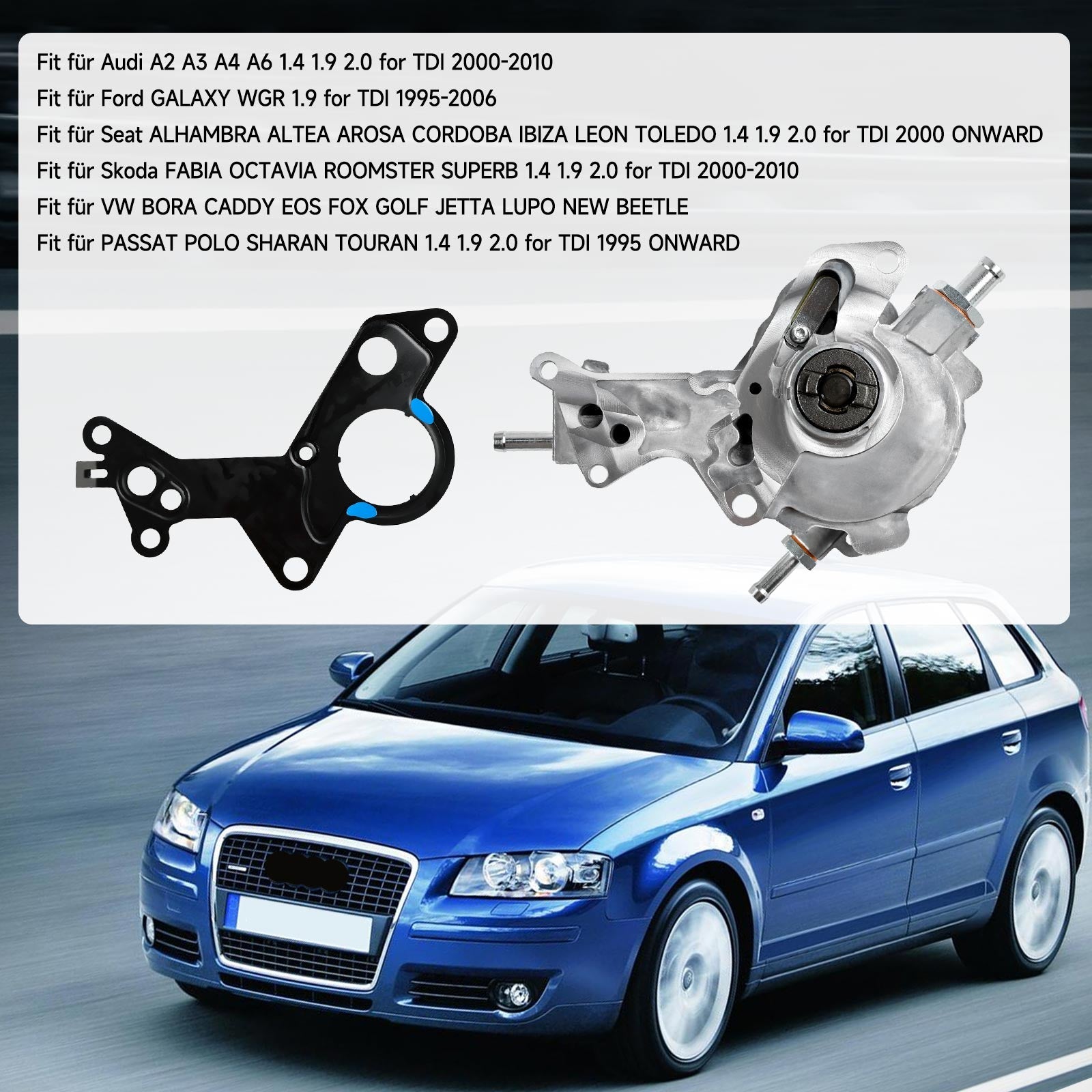 Vacuum Pump For Audi A2 A3 A4 A6 2000-2010 1.4 TDI/1.9 TDI/2.0 TDI 038145209